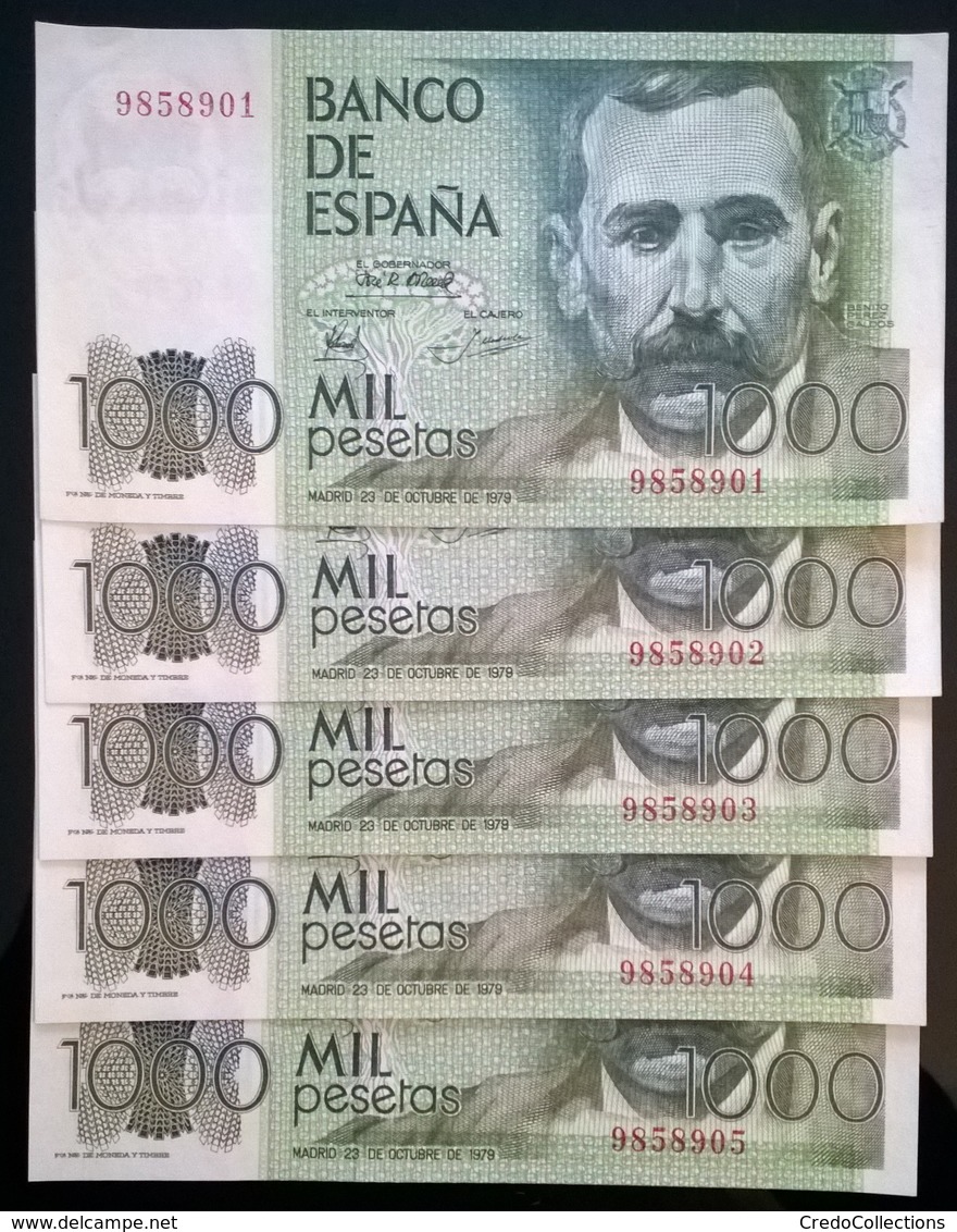 5 Billets De 1000 Pesetas (numéros De Série Consécutifs) - 1979 - Pick 158a.1 - NEUF - [ 4] 1975-… : Juan Carlos I