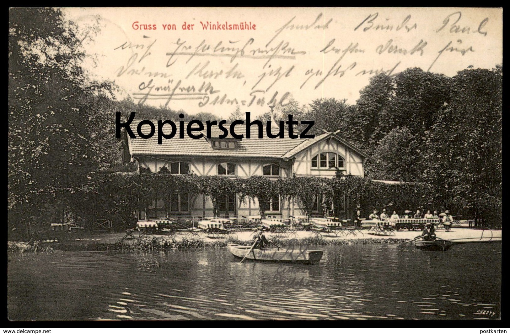 ALTE POSTKARTE GRUSS VON DER WINKELSMÜHLE 1909 GRUITEN Mettmann Erkrath Mühle Boot AK Ansichtskarte Cpa Postcard - Mettmann