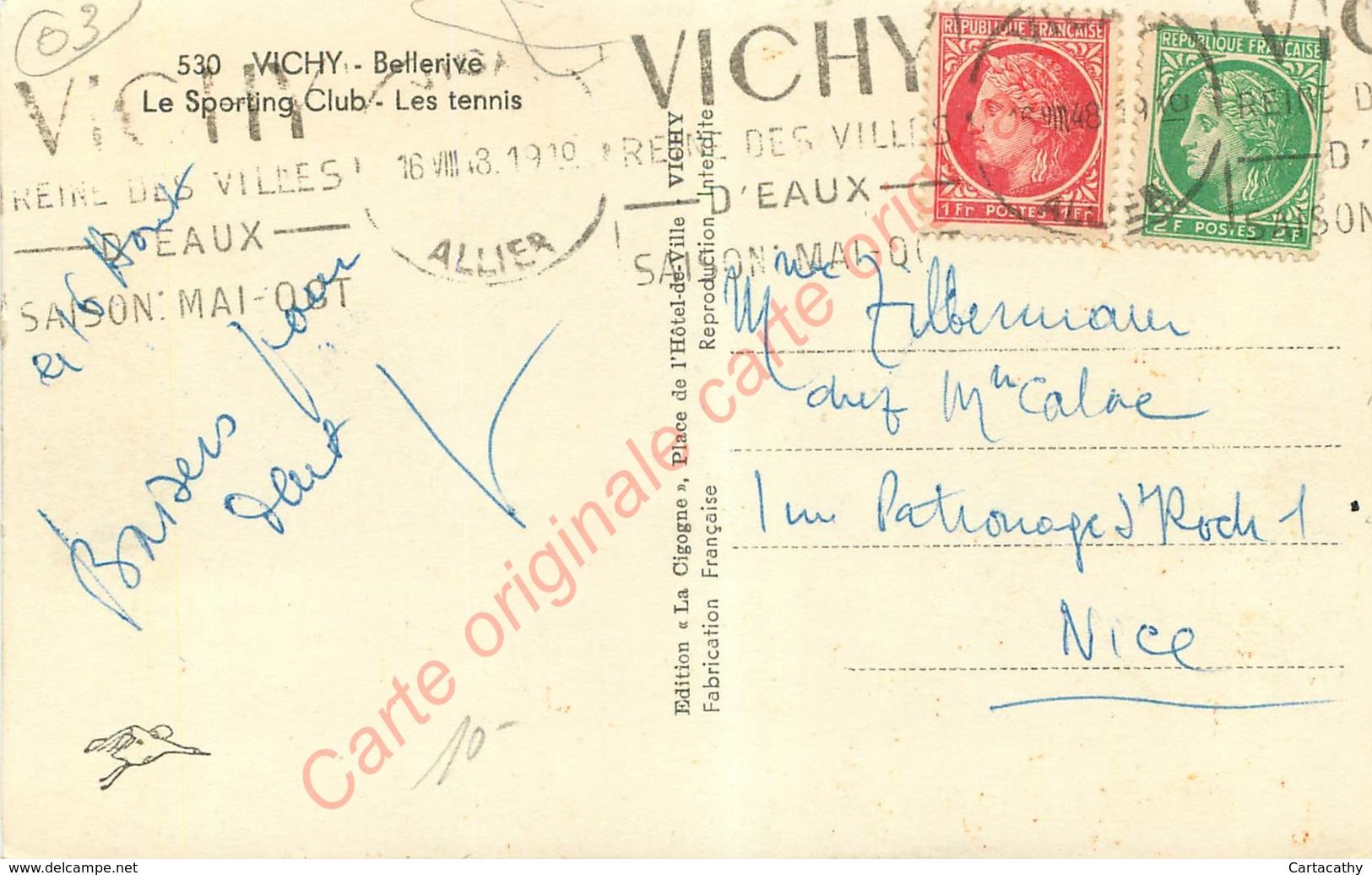 03.  VICHY .  Bellerive . Le Sporting Club .  Les Tennis . - Vichy