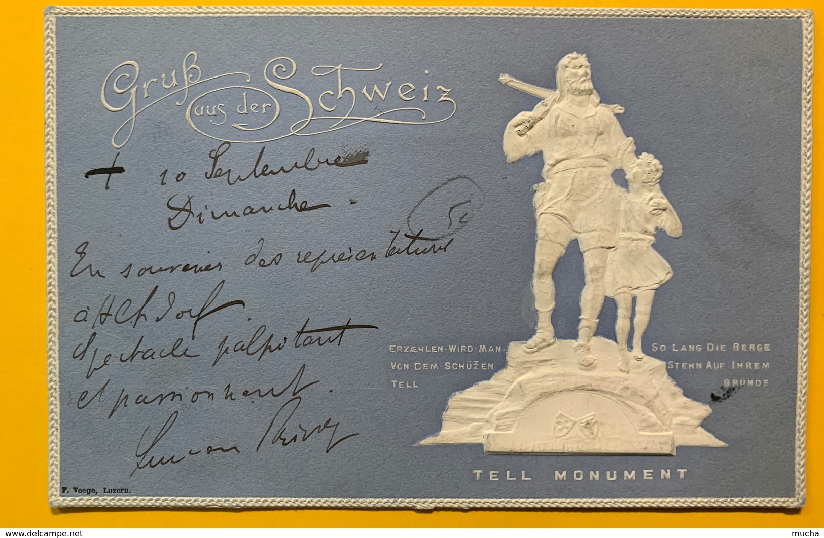 60086 - Gruss Aus Der Schweiz Tell Monument Carte Gauffrée - Mon