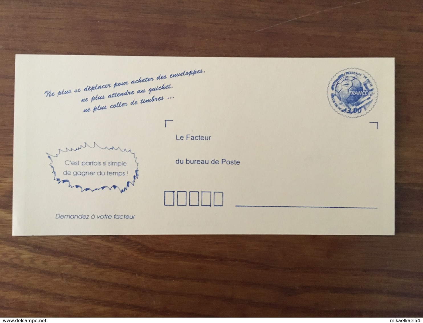 CARTE POSTALE PRÉ-TIMBRÉE - Commande D'enveloppes Timbrées "C'est Parfois Si Simple De Gagner Du Temps" - Neuf RARE - Prêts-à-poster:Stamped On Demand & Semi-official Overprinting (1995-...)