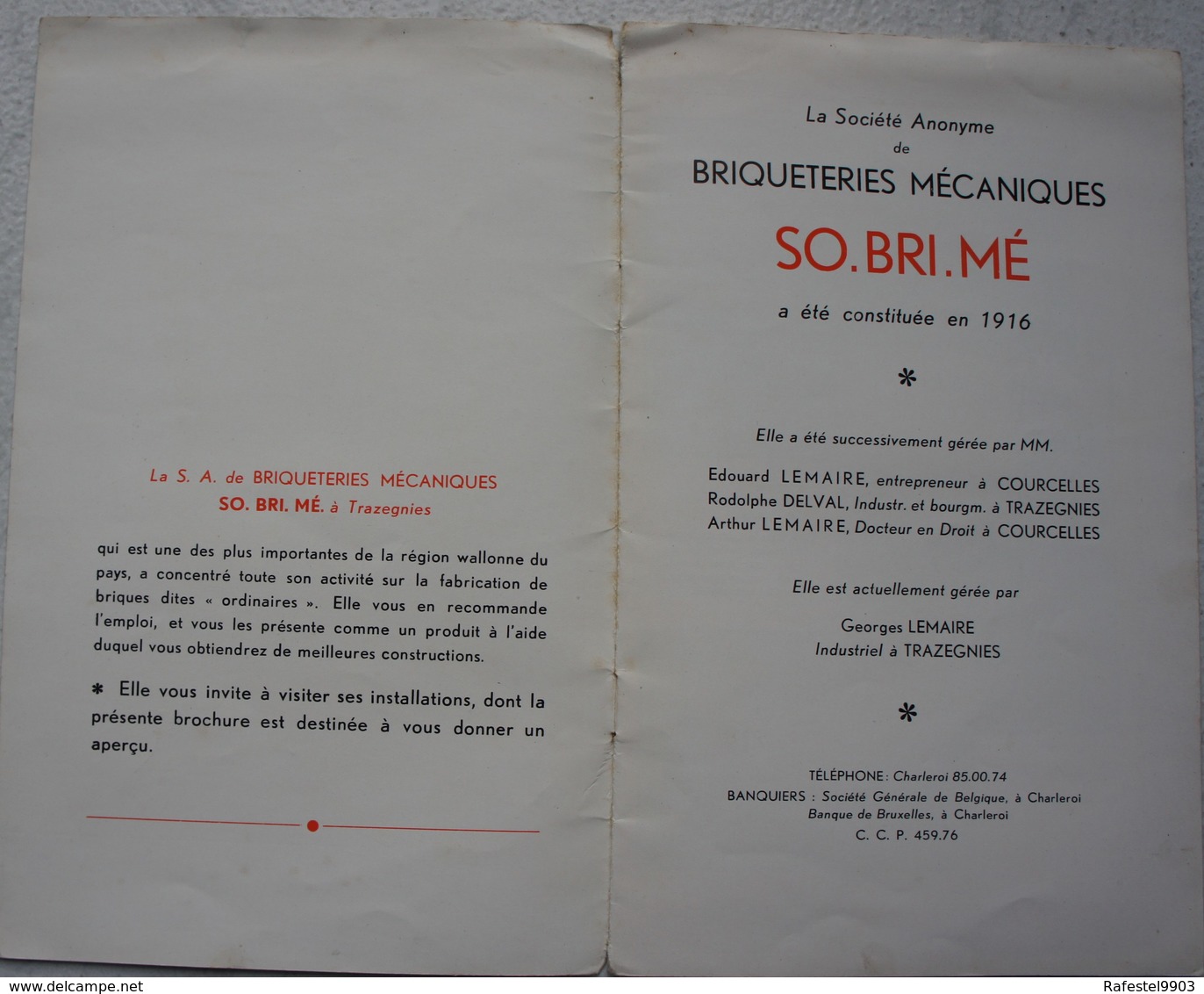 Publicité LA BRIQUE DE TRAZEGNIES Briqueterie Mécanique SO.BRI.Mé Industrie - Sin Clasificación