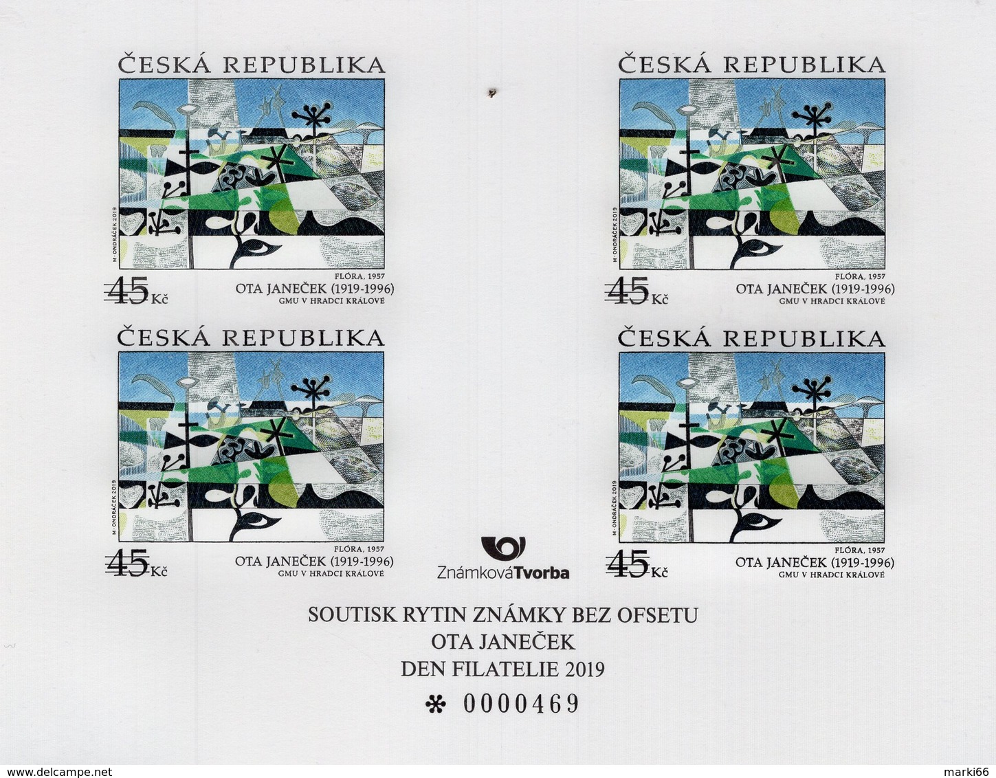 Czech Republic - 2019 - Art On Stamps - Ota Janeček - Philately Day - Colour Proof (numbered Limited Edition) - Lettres & Documents