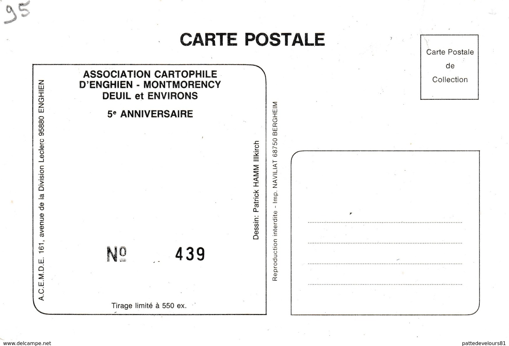 CPM  (95) A.C.E.M.D 1986  5° Anniversaire Gateau Bougie Ane Chèvre Cygneu Llustrateur  P. HAMM (2 Scans) - Collector Fairs & Bourses