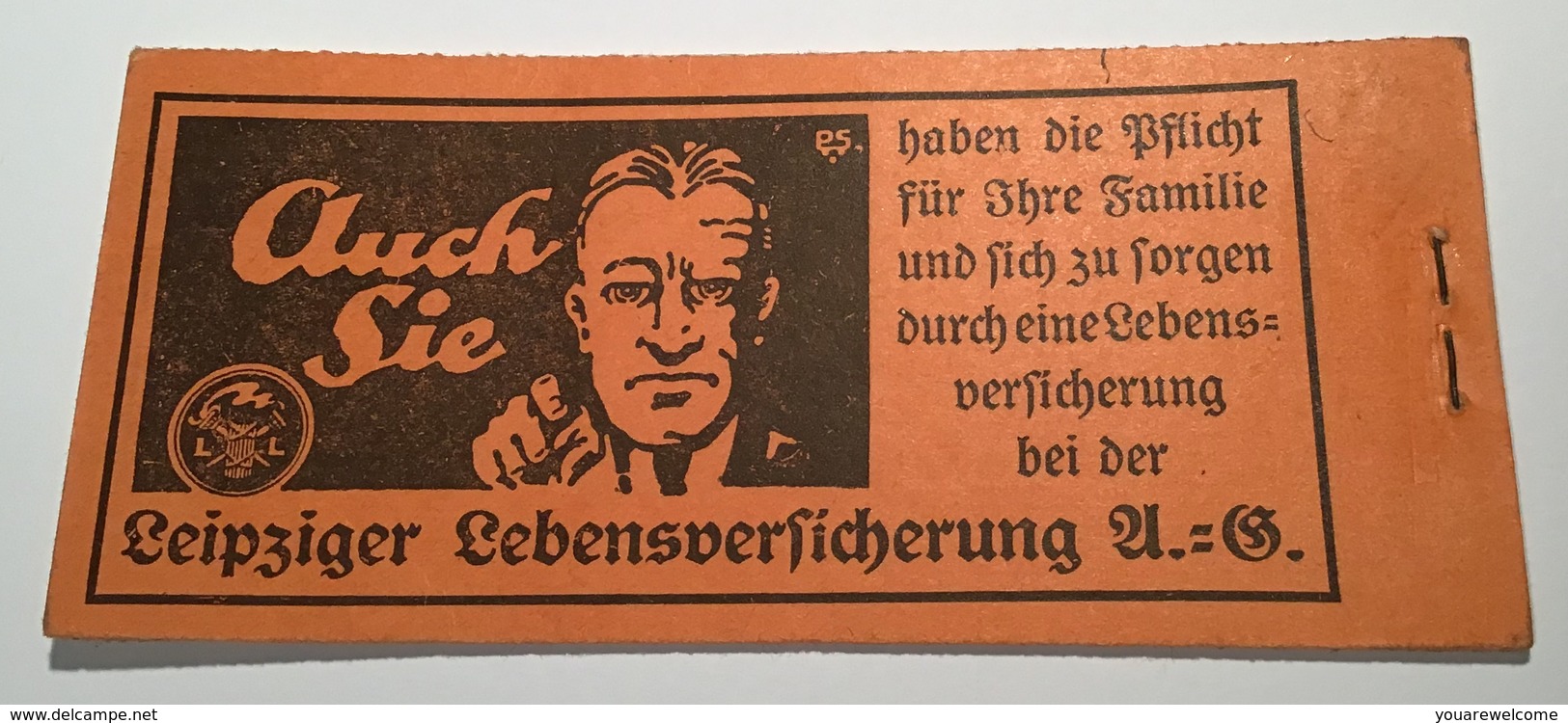 Deutsches Reich 1925 Mi MH 16 ONr 2 Markenheftchen RARITÄT (carnet Booklet Insurance Versicherung Assurance Retraite - Cuadernillos