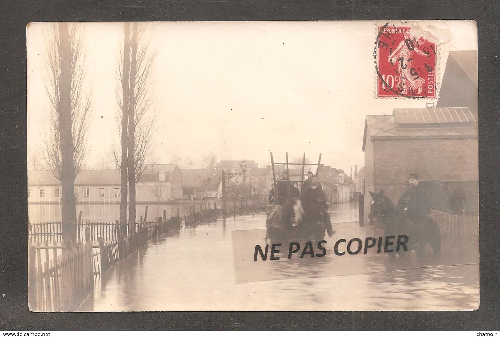 Carte Photo   LE MANS  1910  Inondation / Chevaux / - Le Mans