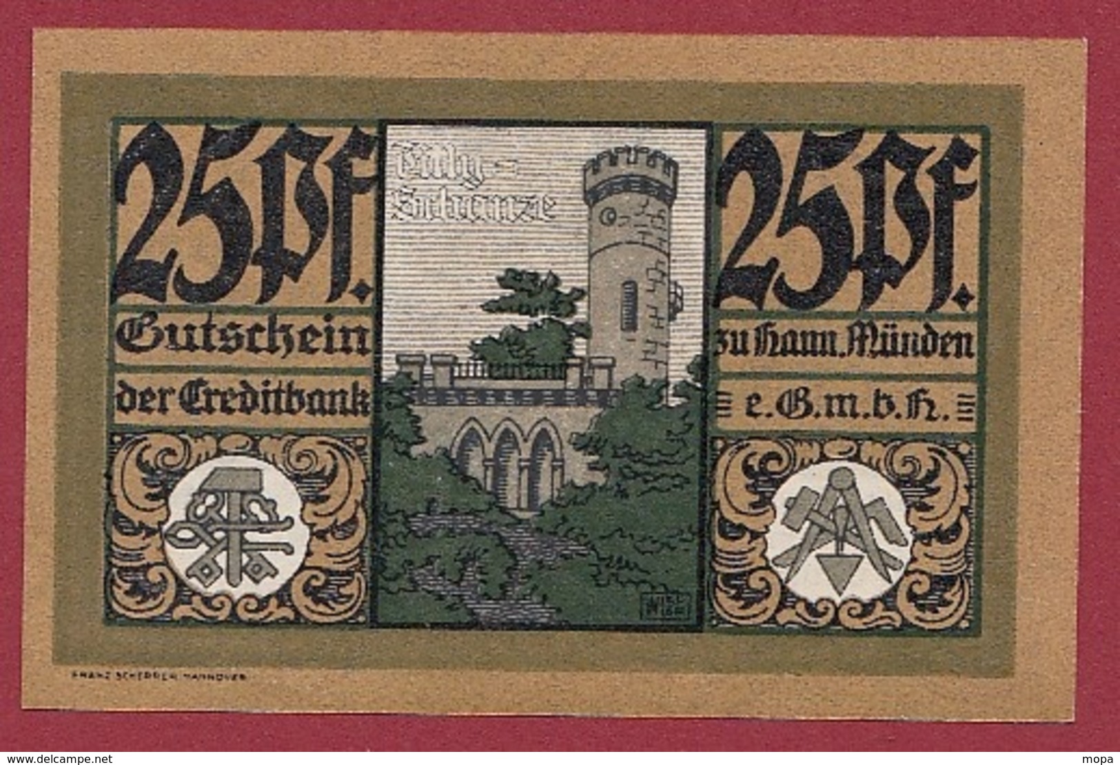 Allemagne 1 Notgeld 25 Pfenning Stadt Hann-Münden   Dans L 'état N °5273 - Collections