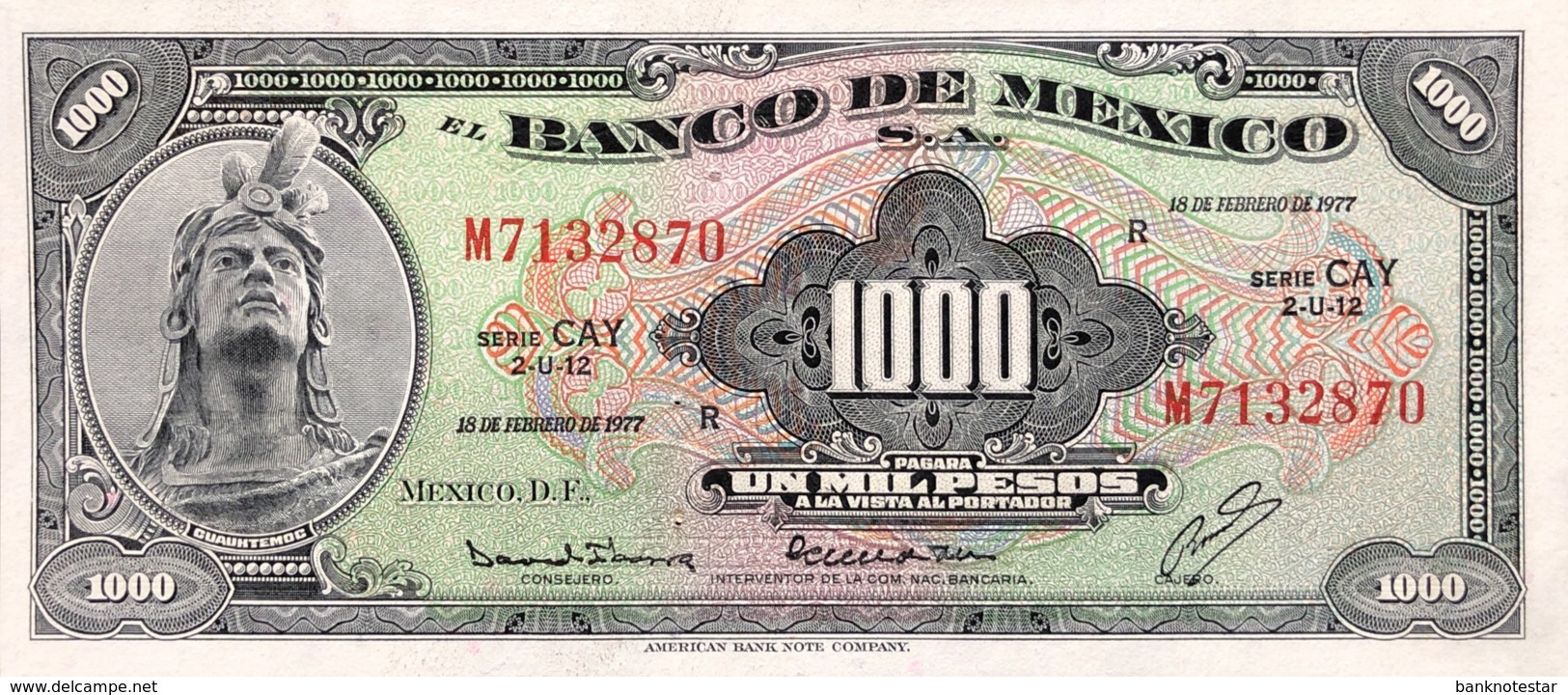 Mexico 1.000 Pesos, P-52t (18.2.1977) - UNC - Serie CAY - Mexiko