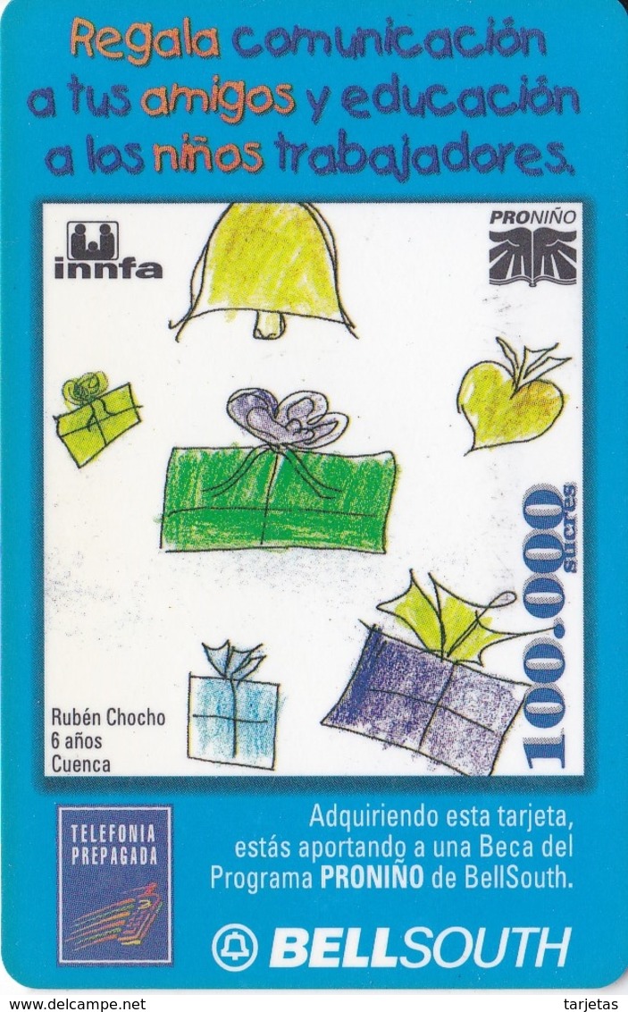 TARJETA DE ECUADOR DE BELLSOUTH DE 100000 SUCRES DE NAVIDAD (CHRISTMAS) - Ecuador