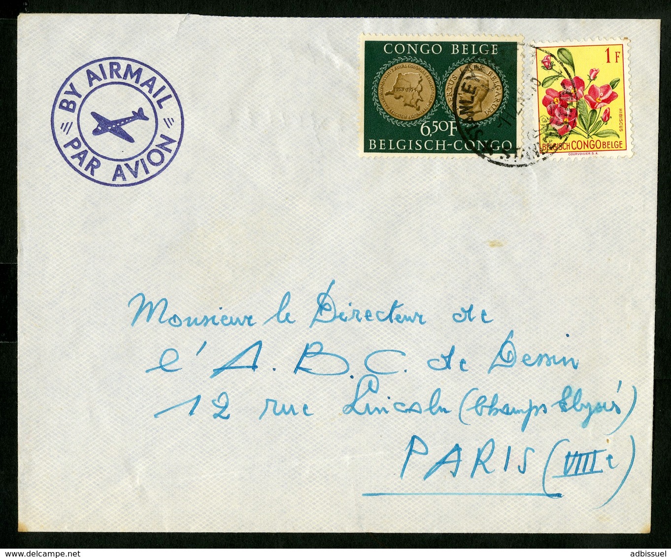 CONGO BELGE "STANLEYVILLE 1/12/55" Sur N° 310 + 328. Sur Enveloppe Par Avion Pour La France - Covers & Documents