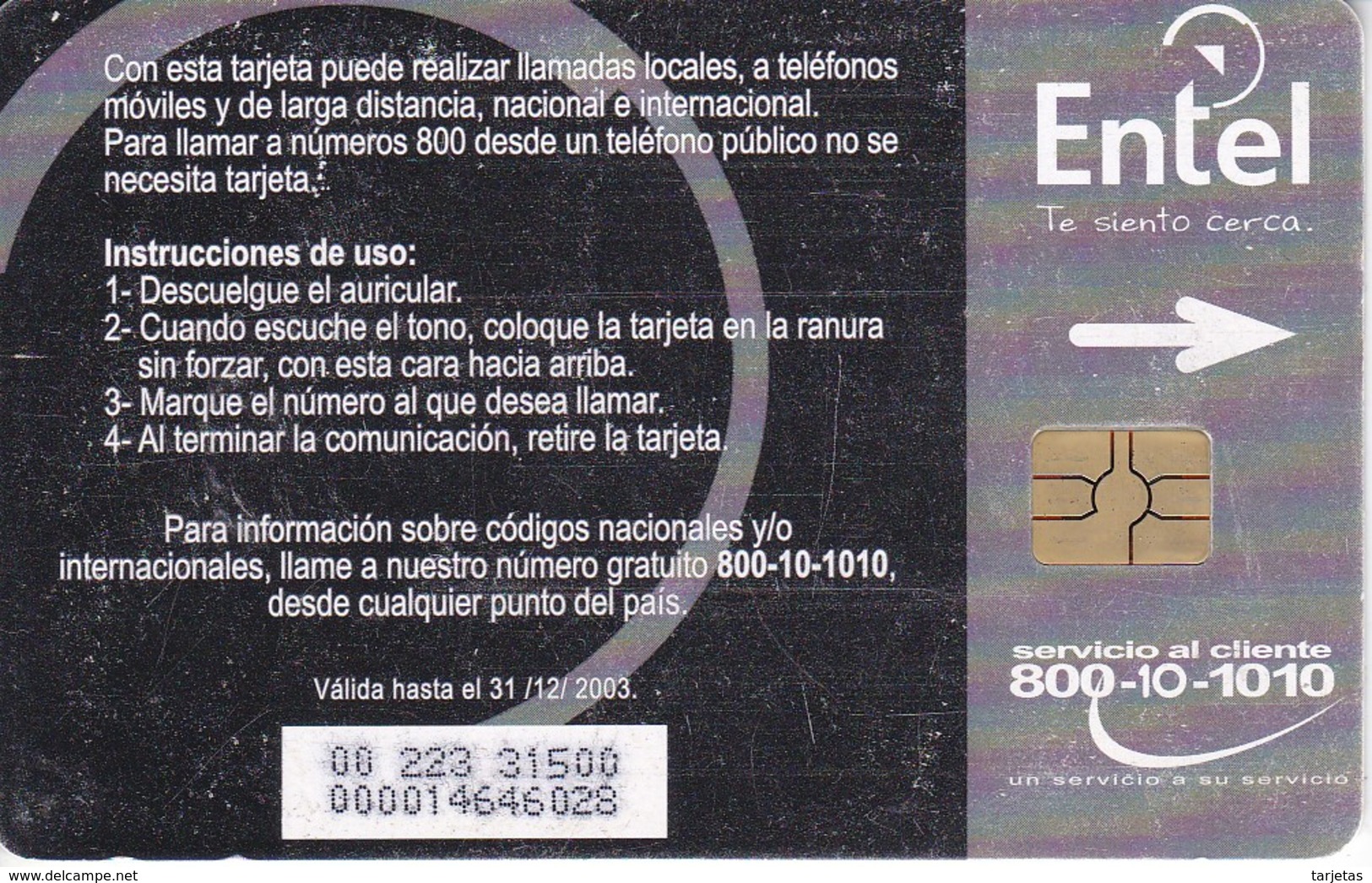 TARJETA CON CHIP DE BOLIVIA DE UN CALENDARIO DEL AÑO 2003 (COLOR MATE) - Bolivia