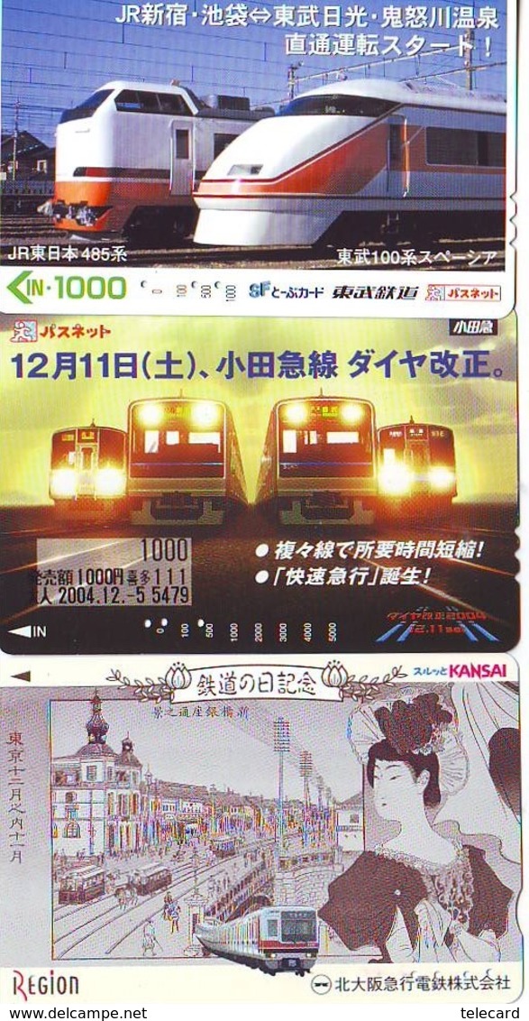 3 Carte Prépayée JAPON Différentes * CHEMIN DE FER (LOT TRAIN A-95) JAPAN * 3 TRAIN DIFFERENT PHONECARDS - Trains
