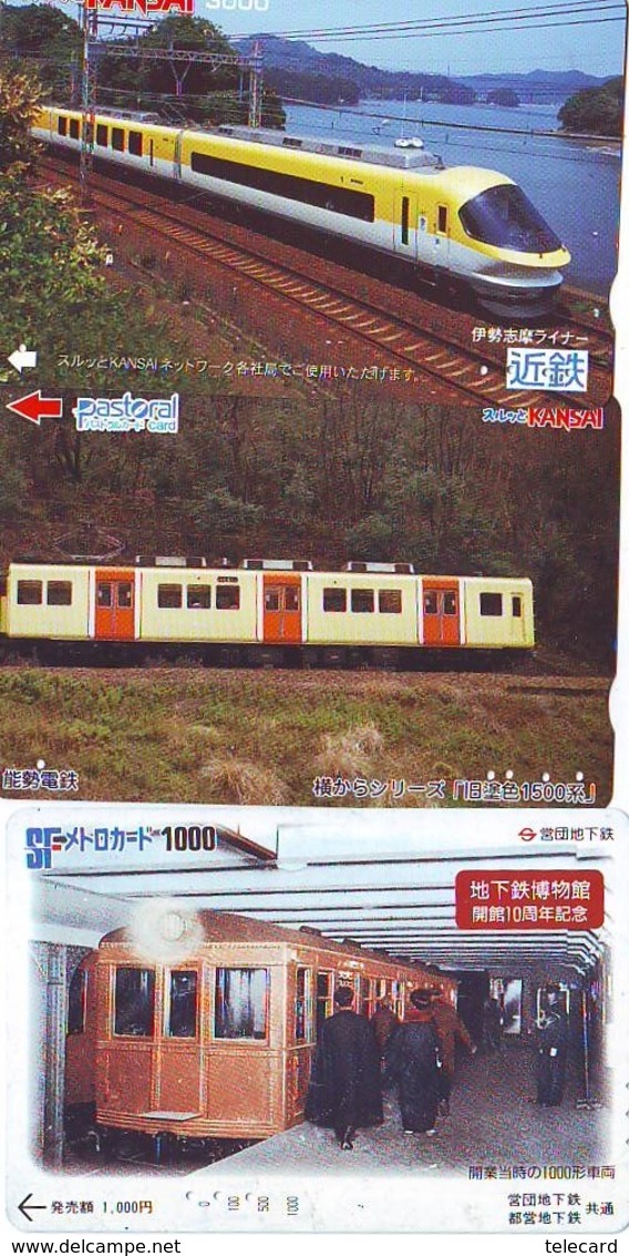 3 Carte Prépayée JAPON Différentes * CHEMIN DE FER (LOT TRAIN A-99) JAPAN * 3 TRAIN DIFFERENT PHONECARDS - Trains