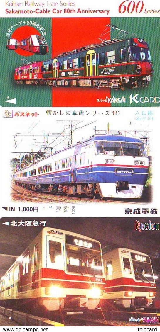 3 Carte Prépayée JAPON Différentes * CHEMIN DE FER (LOT TRAIN A-100) JAPAN * 3 TRAIN DIFFERENT PHONECARDS - Trenes