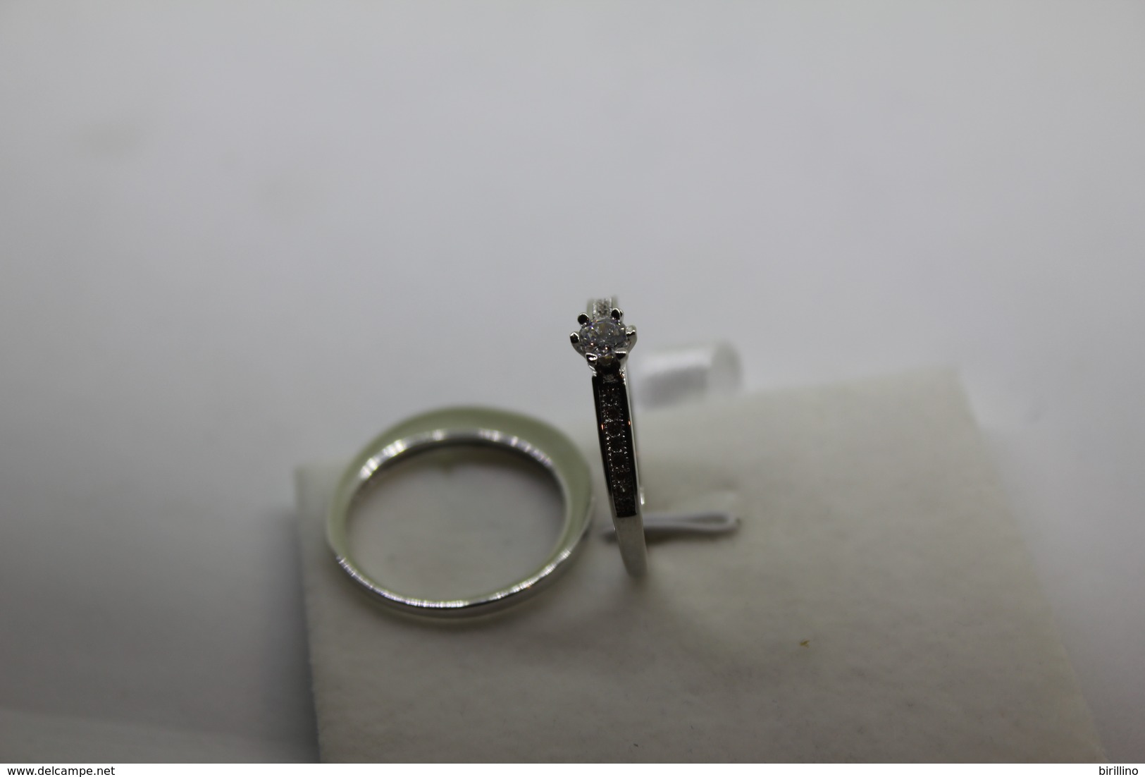 A60043/1 - Doppio anello con zircone austriaco Misura 7