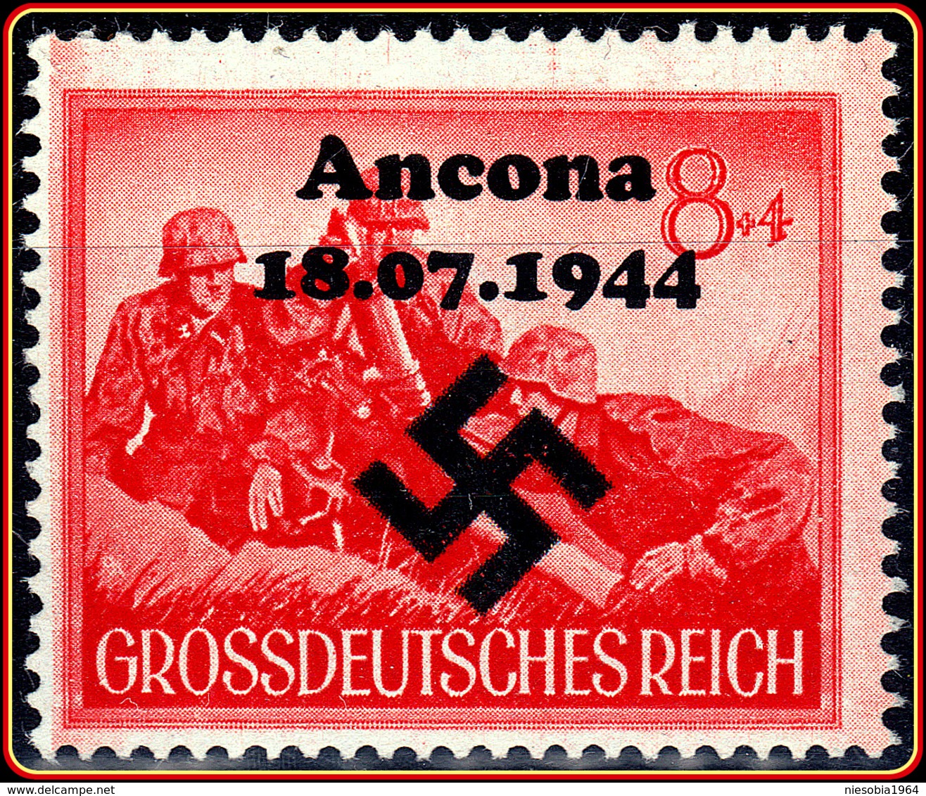 WW2 - SS Artillery Mortar Gunners Unposted Stamp Overprint Ancona 18.07.1944 Großdeutsches Reich / Grossdeutsches Reich - Neufs