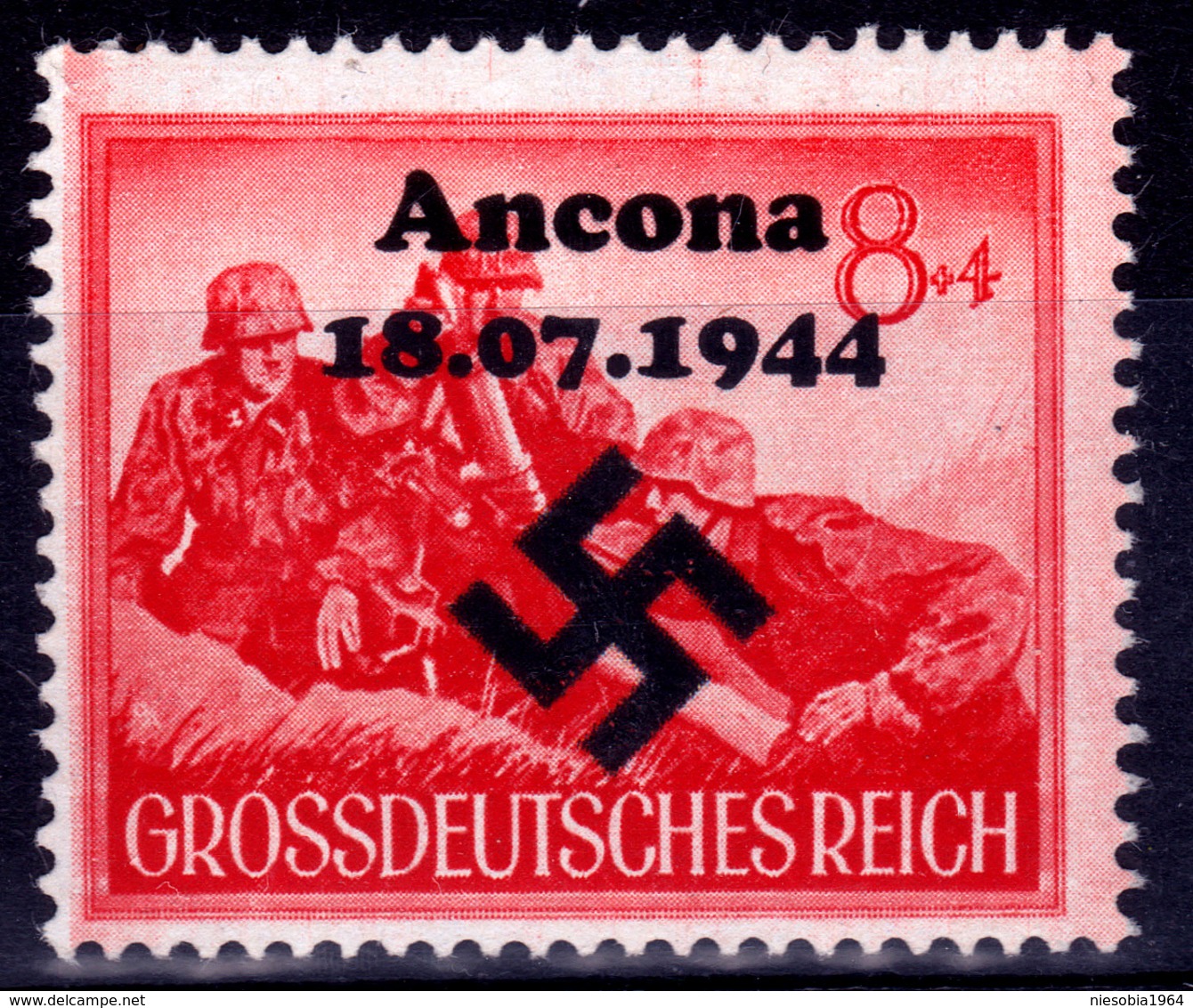 WW2 - SS Artillery Mortar Gunners Unposted Stamp Overprint Ancona 18.07.1944 Großdeutsches Reich / Grossdeutsches Reich - Neufs