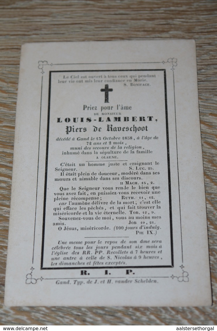 Doodsprentje 1858 Gent Piers De Raveschoot - Religion &  Esoterik