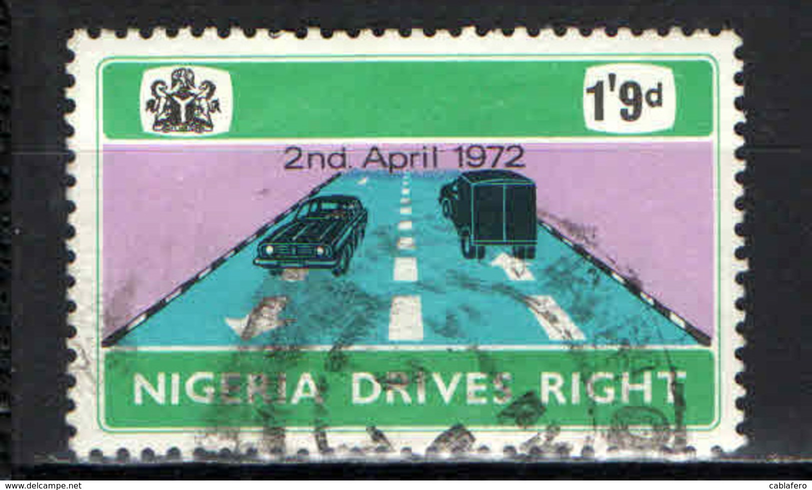 NIGERIA - 1972 - Introduction Of Right-hand Driving In Nigeria - Car And Truck On Road - USATO - Nigeria (1961-...)