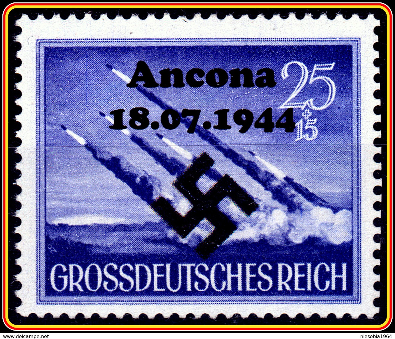 WW2 - Nazi Germany Wunderwaffe Unposted Stamp 25+15  With Overprint Ancona 18.07.1944 -  Großdeutsches Reich / Grossdeut - Neufs