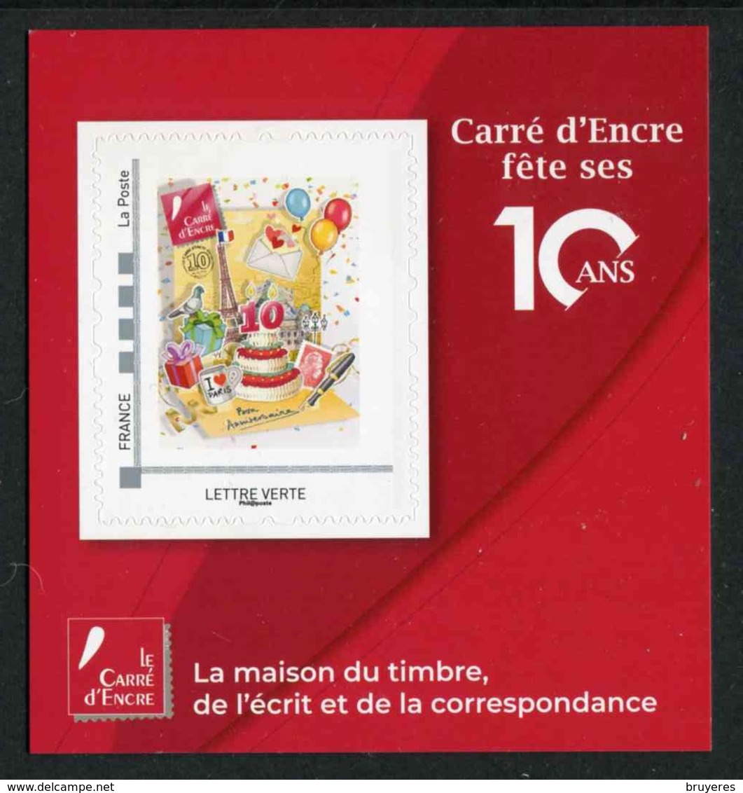 MINI-COLLECTOR De 2019 Avec Timbre Adhésif "CARRE D'ENCRE FÊTE SES 10 ANS - ID Timbre LETTRE VERTE" - Collectors