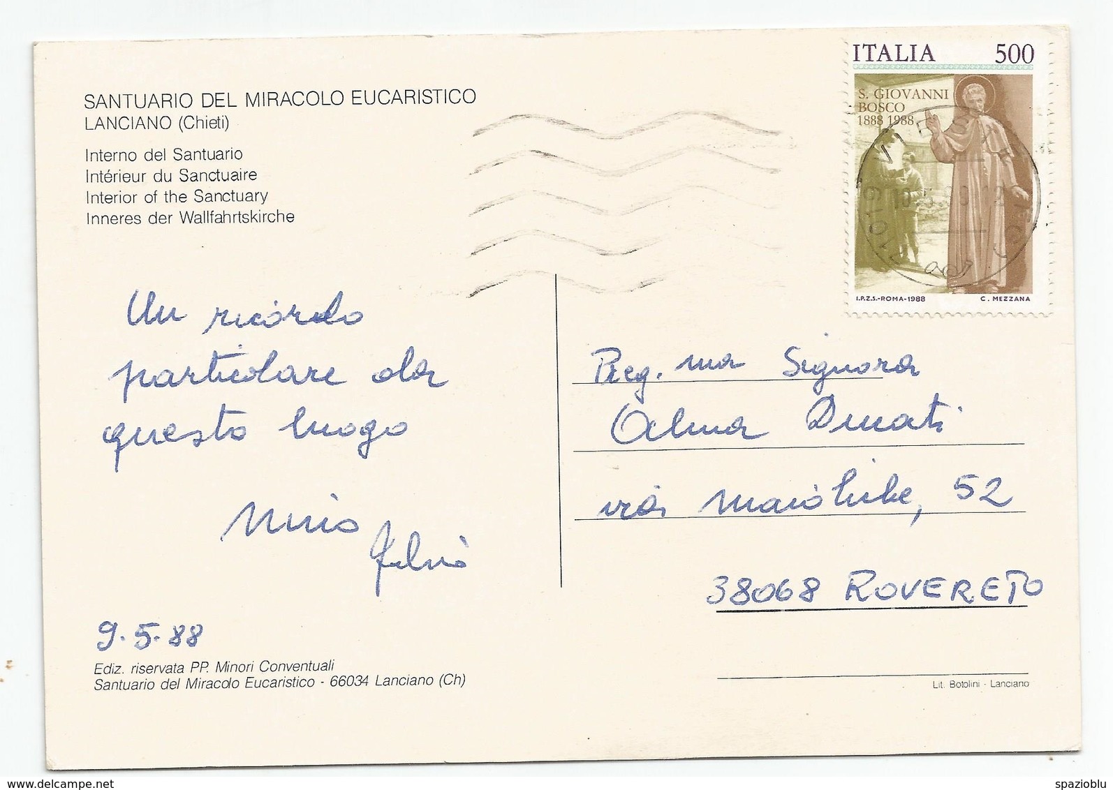 Chieti 1988,  Lanciano Santuario Del Miracolo Eucaristico - Interno Del Santuario. - Chiese E Conventi