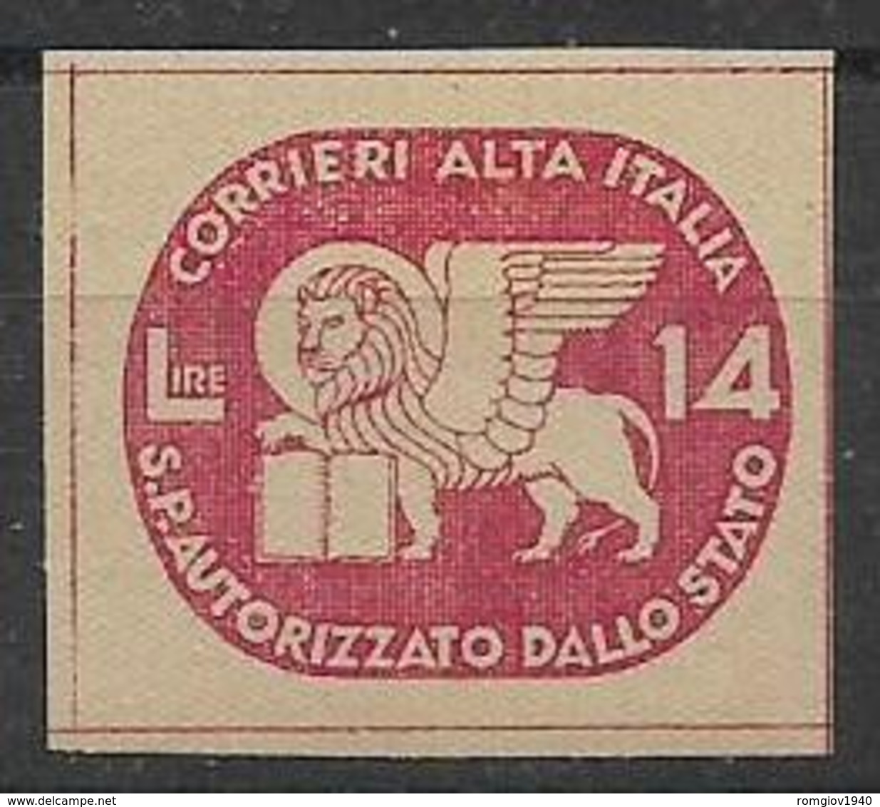 REGNO D'ITALIA LUOGOTENENZA 1945 SERVIZI PRIVATI AUTORIZZATI CORALIT SASS. 3 MNH XF - Andere & Zonder Classificatie