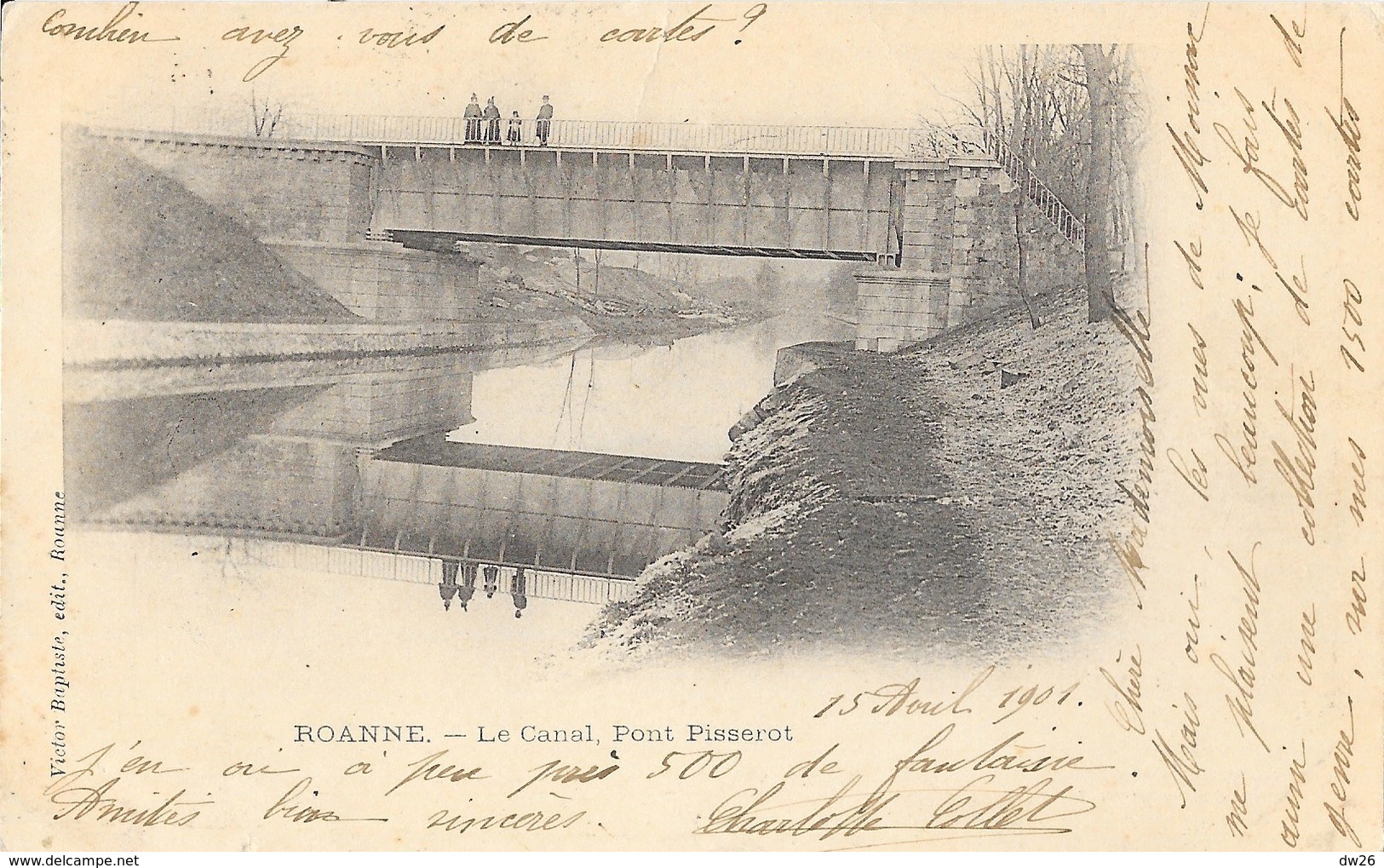 Roanne (Loire) Le Canal, Pont Pisserot - Editions Victor Baptiste - Carte Animée Dos Simple - Roanne