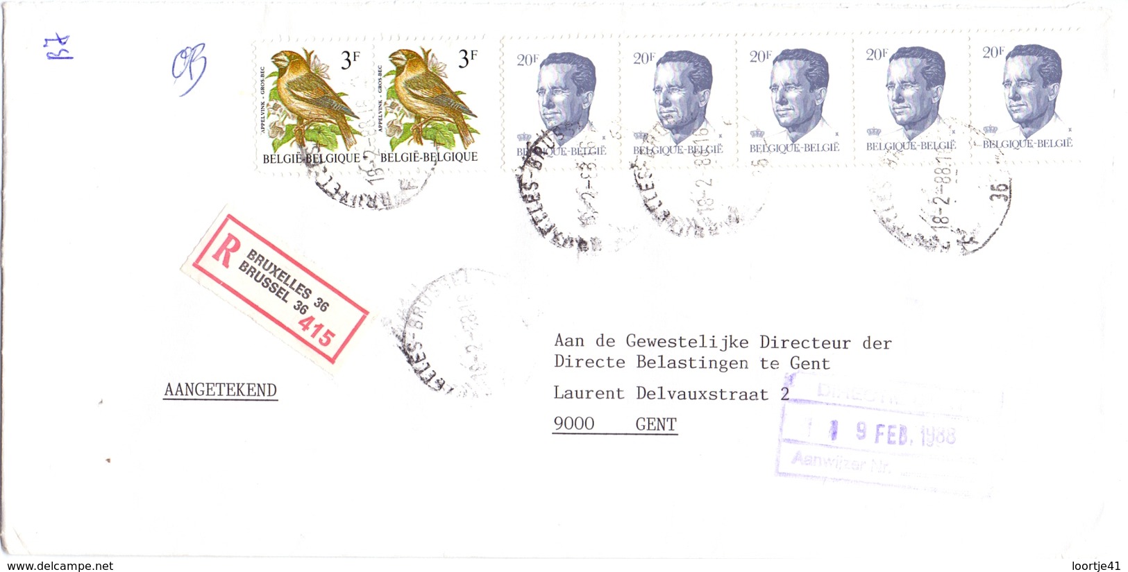 Omslag Enveloppe - Aangetekend Recommandé - Stempel Cachet Bruxelles 36 Brussel - 1988 - Enveloppes