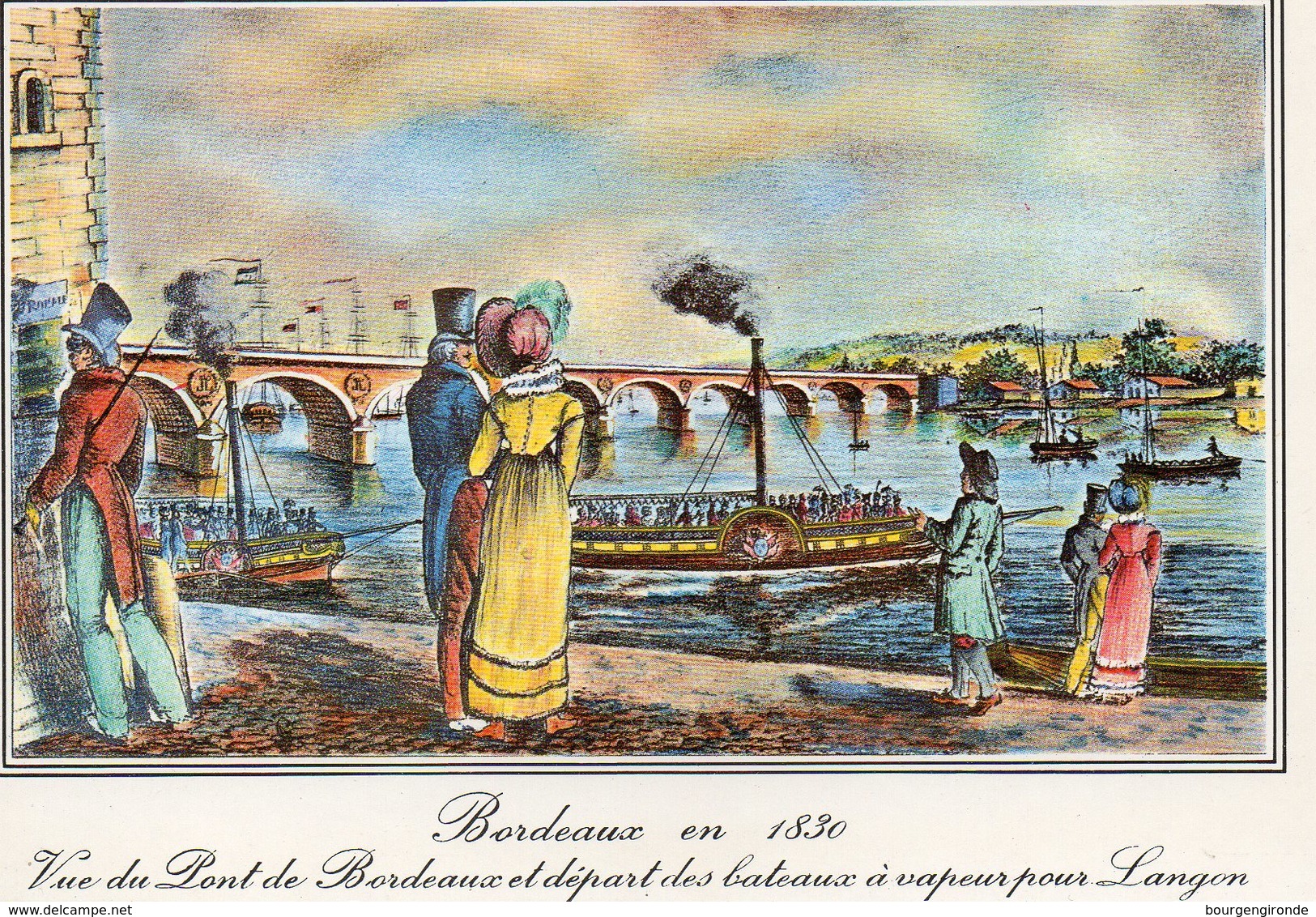 BORDEAUX EN 1830 Vue Du Pont De Bordeaux Et Départ Des Bateaux à Vapeur Pour Langon - Bordeaux