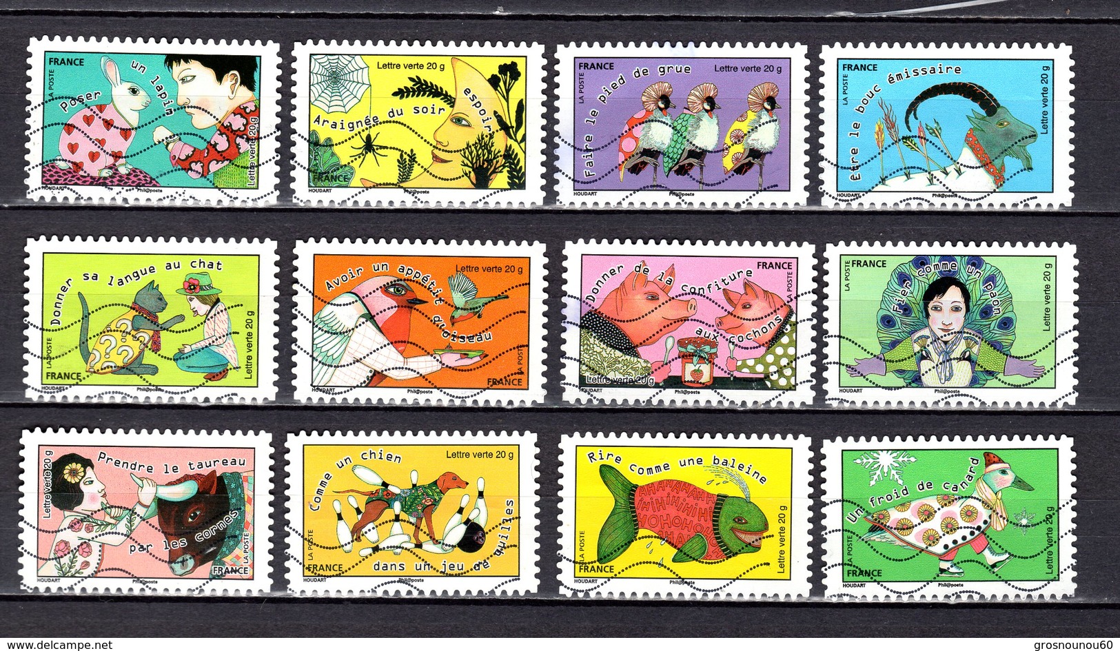 FRANCE SERIE DE 12 TIMBRES AUTOADHESIFS OBLITERES DE 2015 N 1164 A 1175 - Other & Unclassified