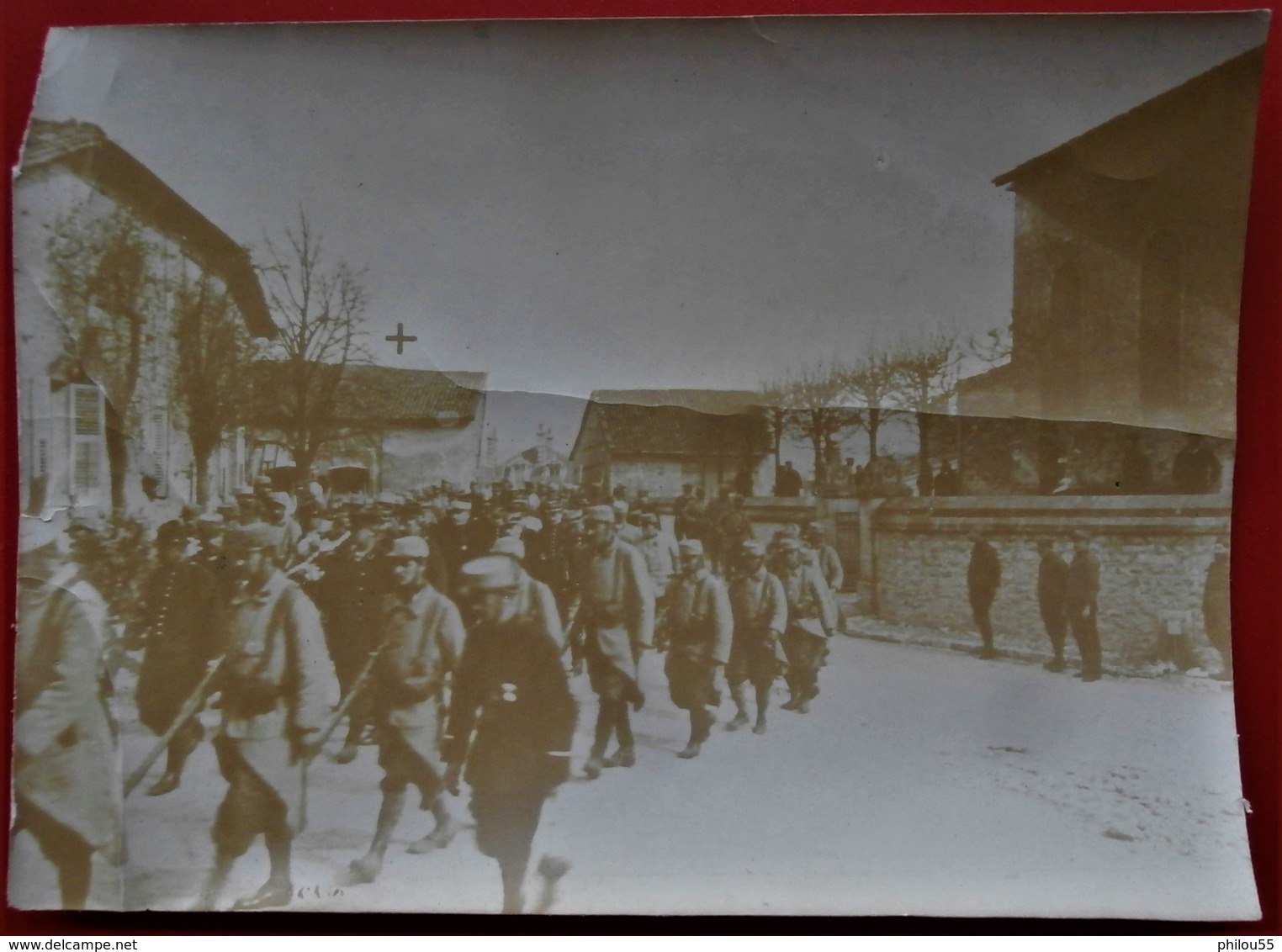 Photo 55 DOMBASLE EN ARGONNE Enterrement D Un Officier Bombardement Du 1er Mai 1915 - Guerre, Militaire