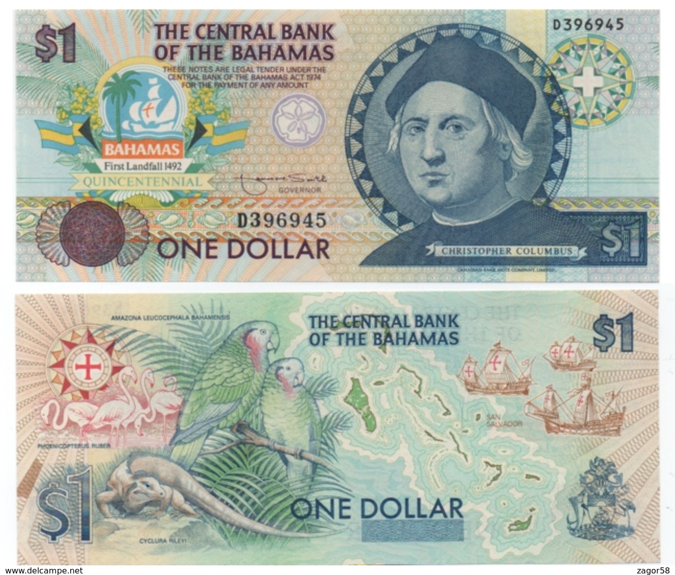 BAHAMAS   P. 50 - 1 $  COLOMBO  - FDS - UNC - Bahamas