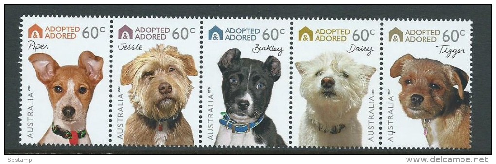 Australia 2010 Dog Adoption Strip Of 5 MNH - Nuevos