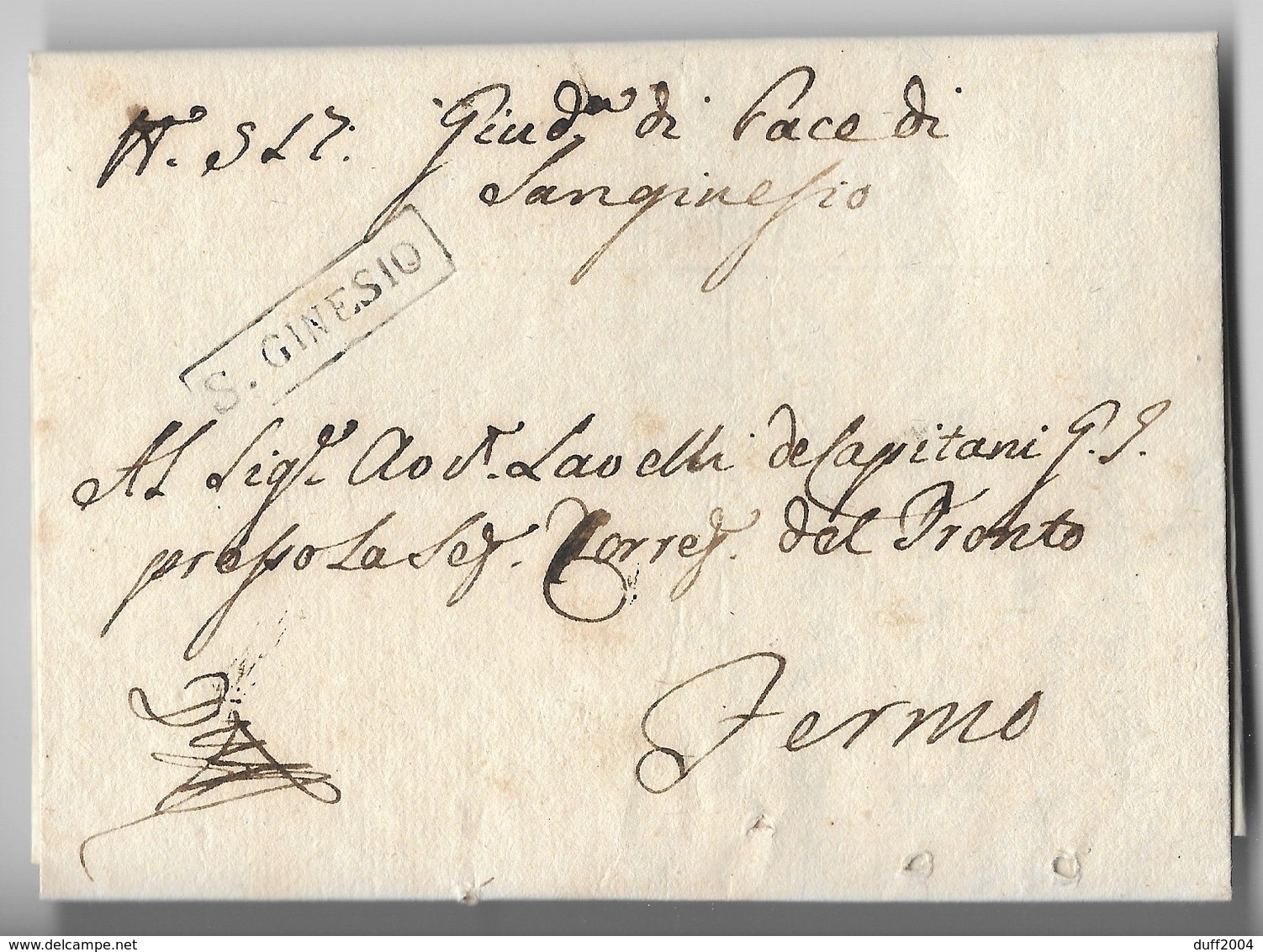 PERIODO NAPOLEONICO - DA SAN GINESIO A FERMO - 7.3.1810. - 1. ...-1850 Prefilatelia