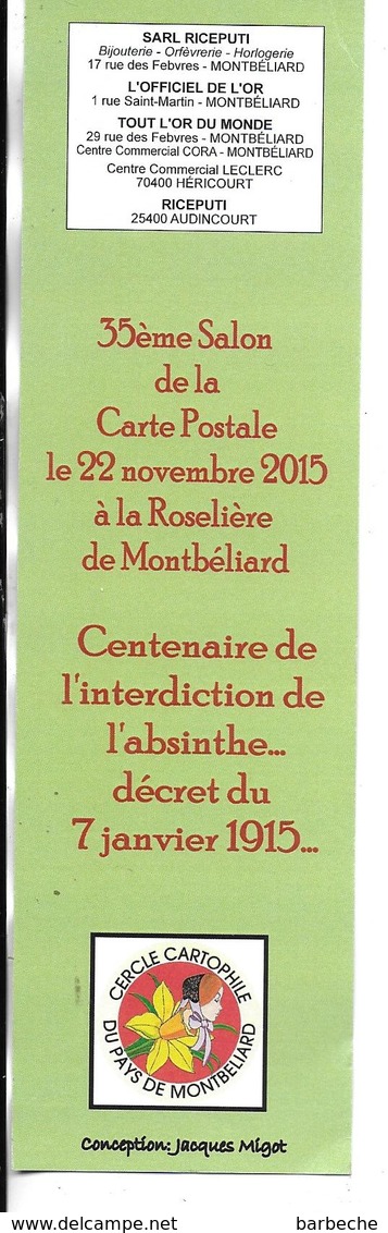 1 Marque- Pages  Centenaire De L' Interdiction De L' Absinthe - Segnalibri