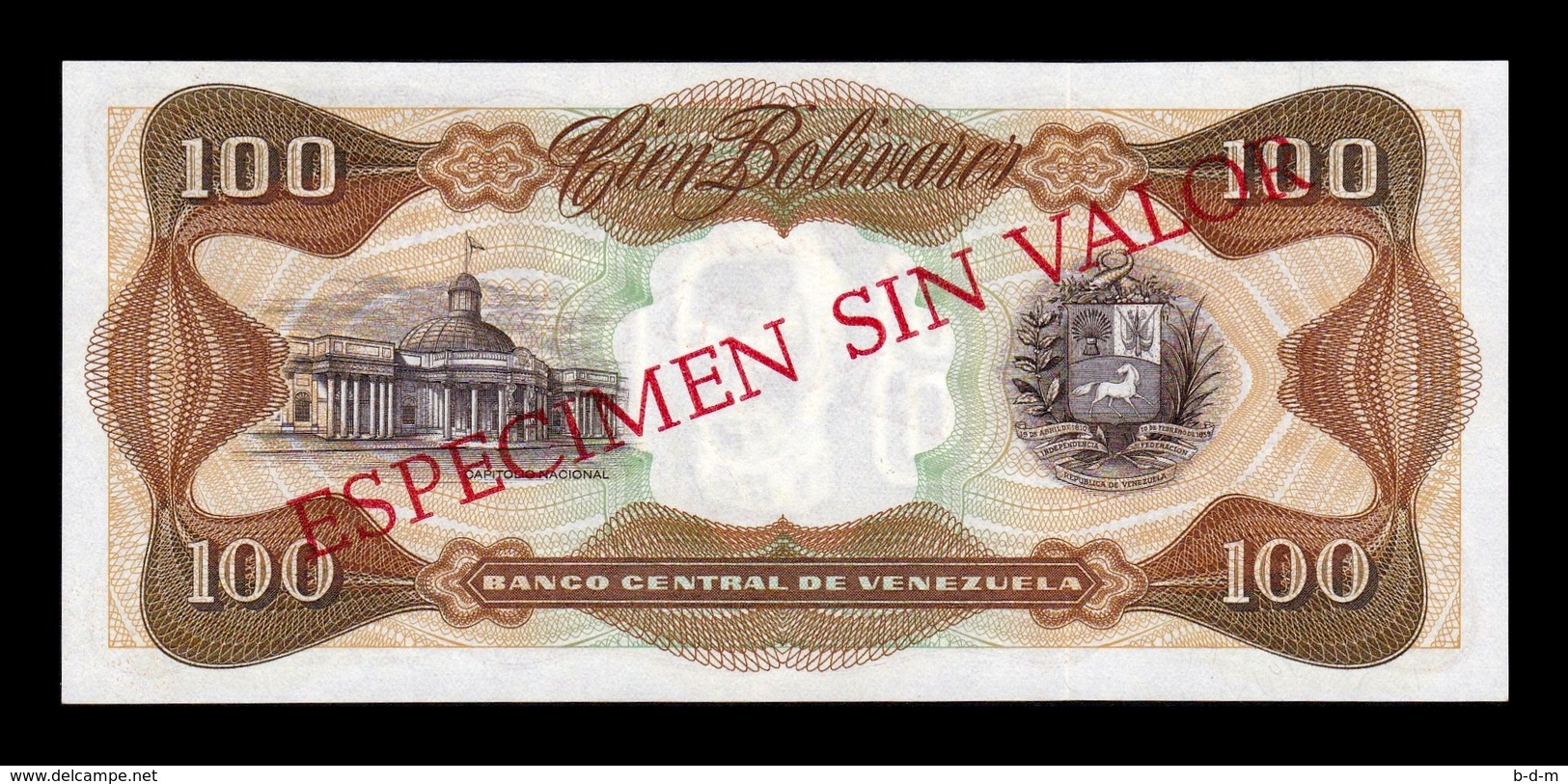 Venezuela 100 Bolívares 1976 Pick 55Cs Specimen SC UNC - Venezuela