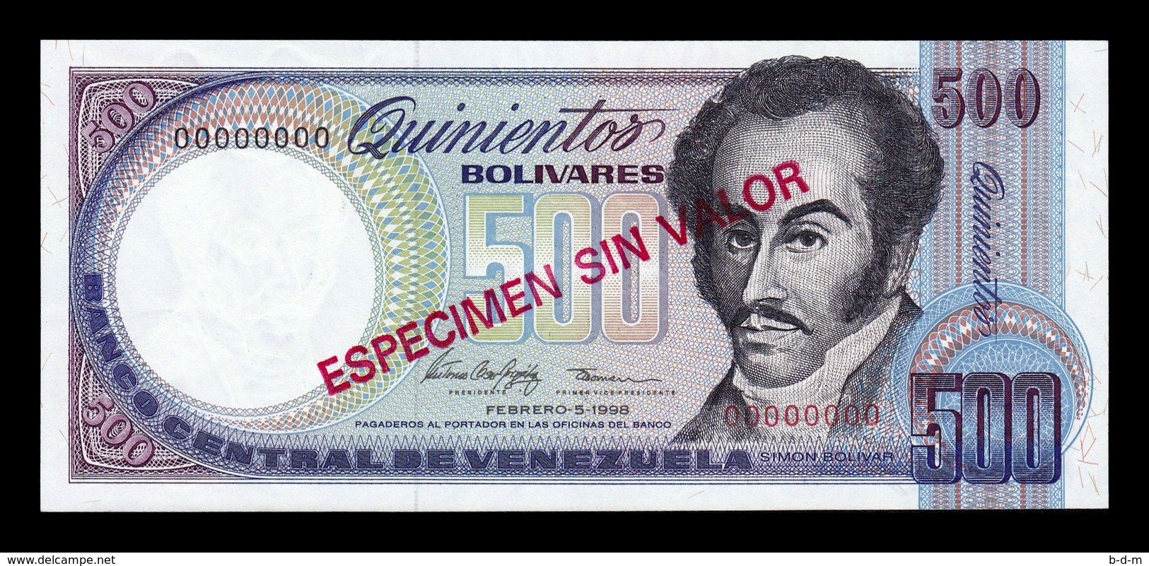 Venezuela 500 Bolívares 1998 Pick 67Fs Specimen SC UNC - Venezuela