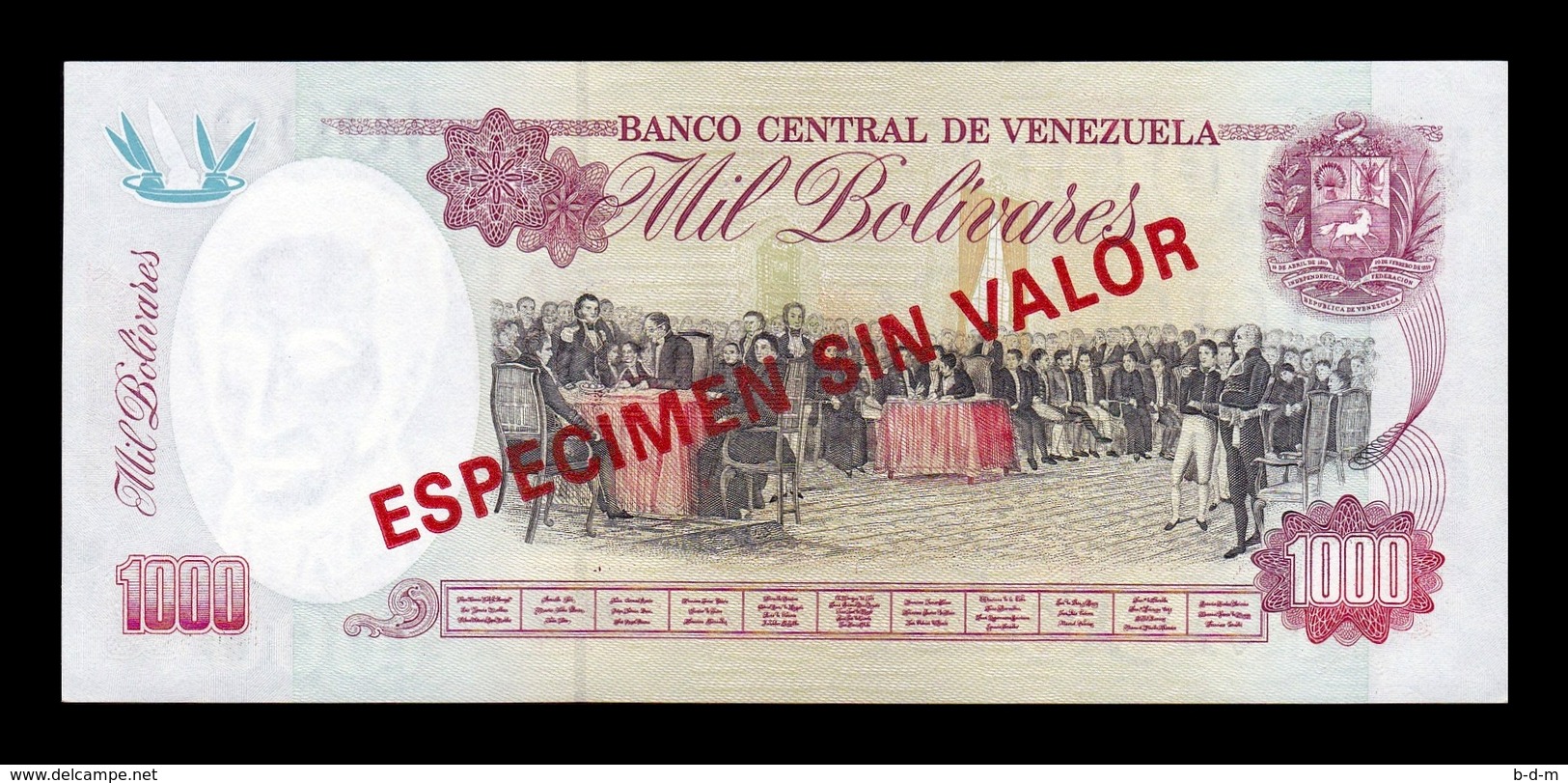 Venezuela 1000 Bolívares 1998 Pick 76Cs Specimen SC UNC - Venezuela