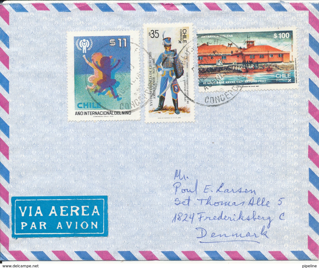 Chile Air Mail Cover Sent To Denmark 15-5-1987 Topic Stamps Nice Cover - Chile