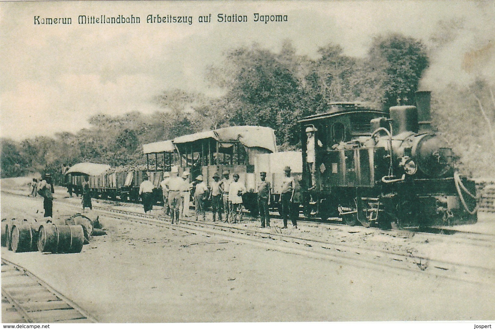 Cameroun, Kamerun Mittellandbahn Arbeitzug Auf Station Japoma, Photo Of Old Postcard, 2 Scans - Cameroon