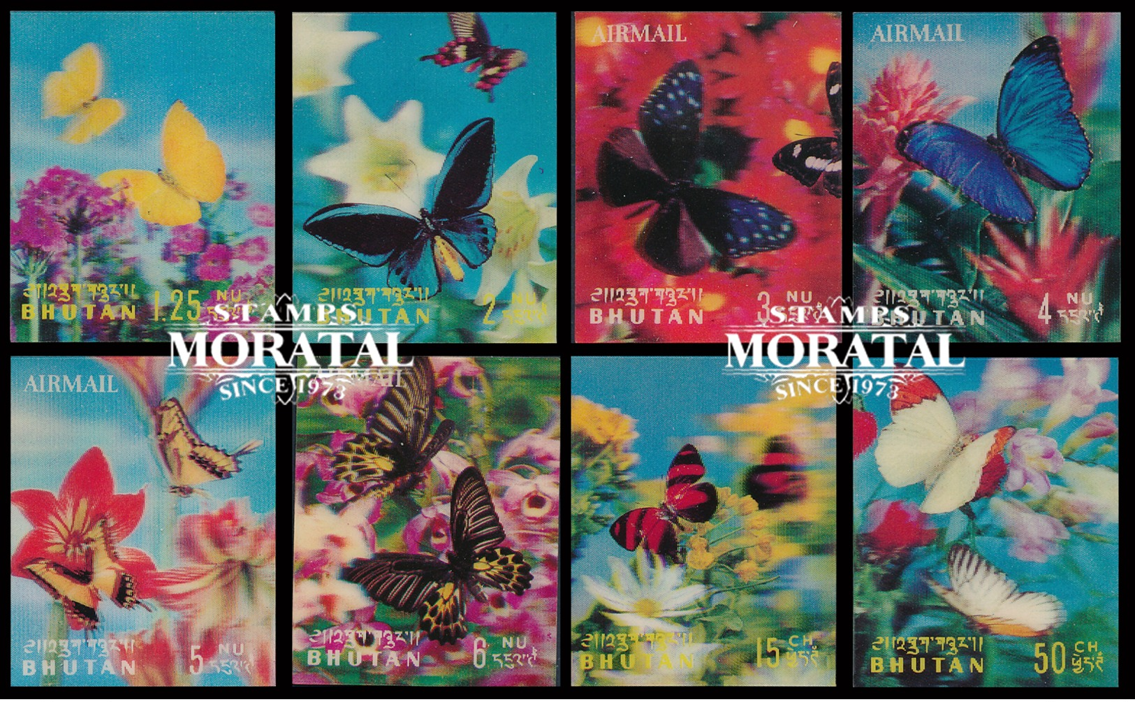 [10] 1968 Bhutan  Sc# 95/95G  Mi# 209/216 Butterflies 3D Fauna ** MNH Very Nice Stamps In Perfect Condition. (Scott) - Bhoutan