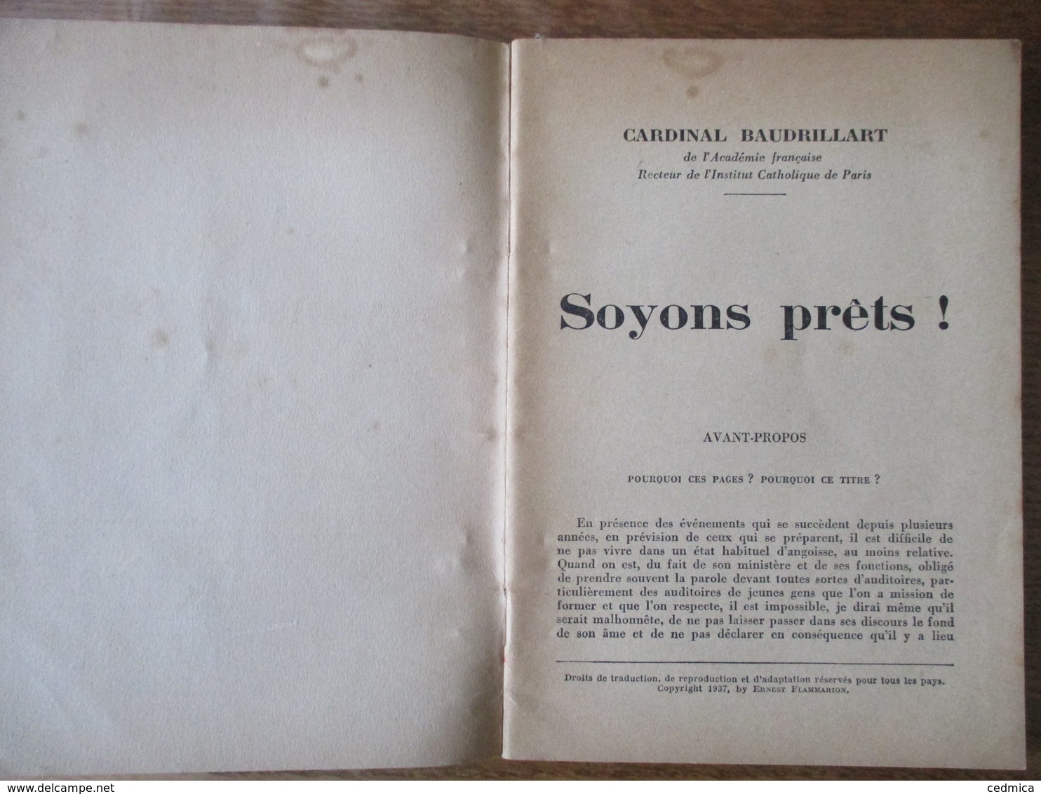 SOYONS PRÊTS !  PAR LE CARDINAL BAUDRILLART DE L'ACADEMIE FRANCAISE 1937 COLLECTION FLAMMARION - Religione