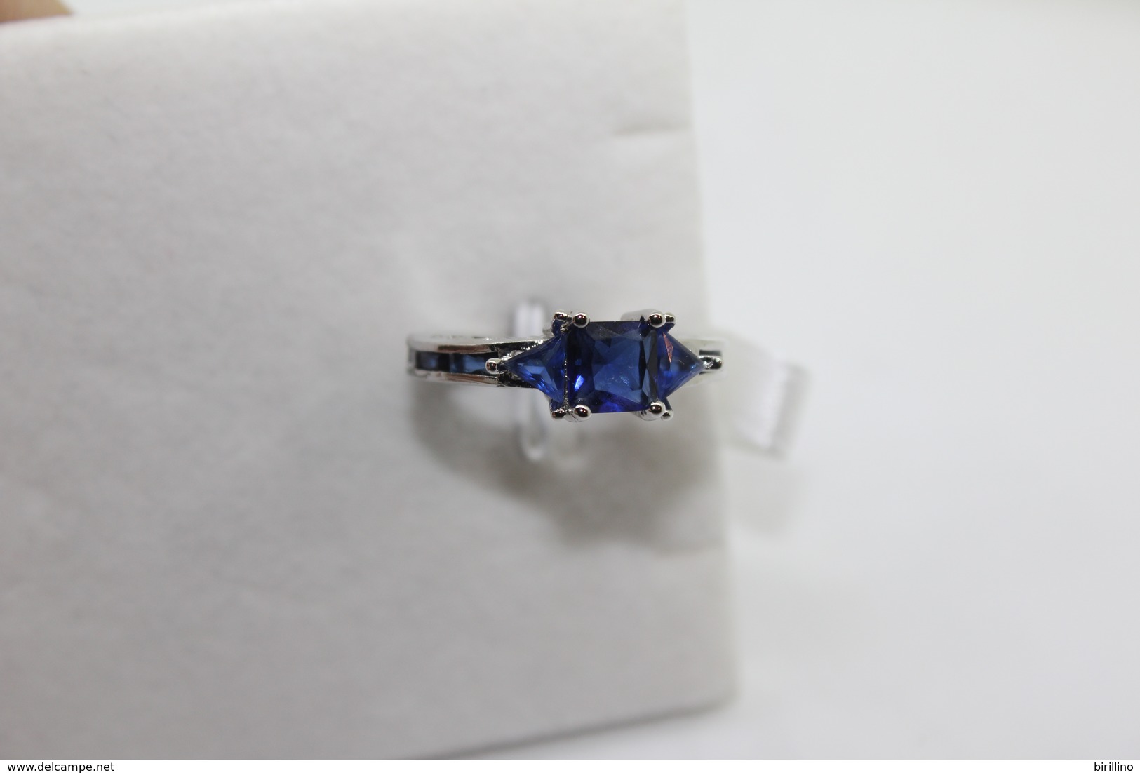 A60033/1 - Anello In Argento Sterling Pietre Blue - Misura 6 - Bagues