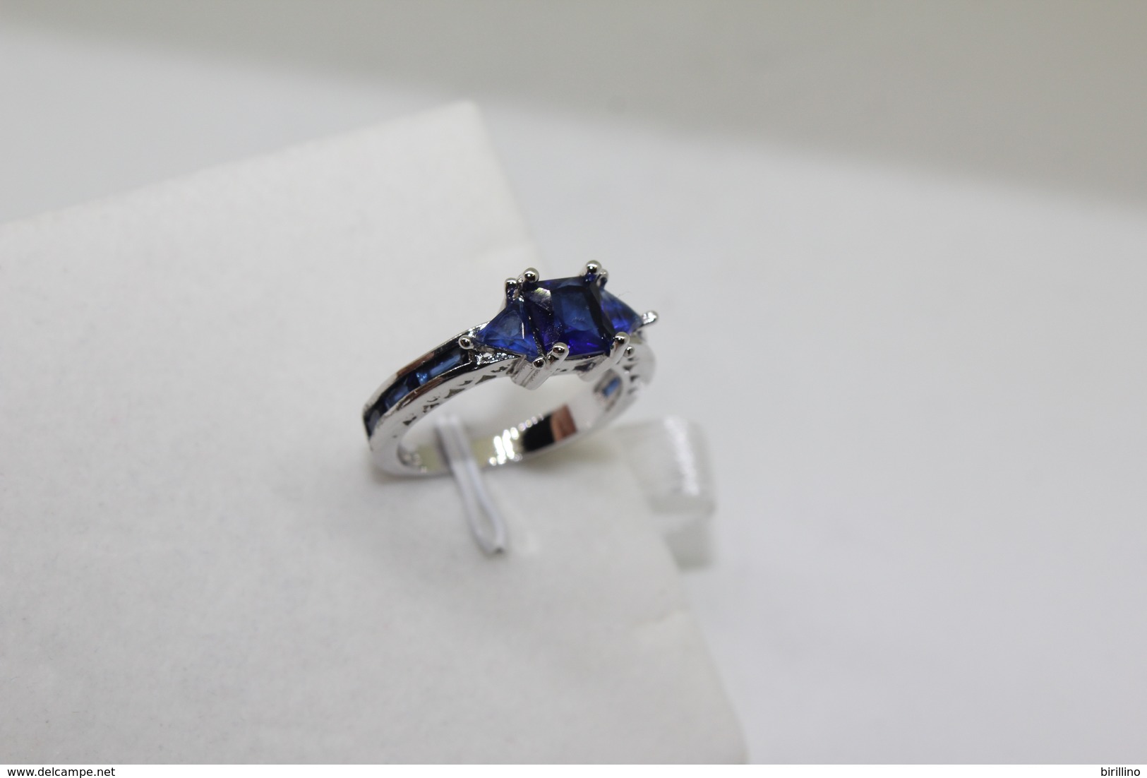 A60033/2 - Anello In Argento Sterling Pietre Blue - Misura 7 - Bagues