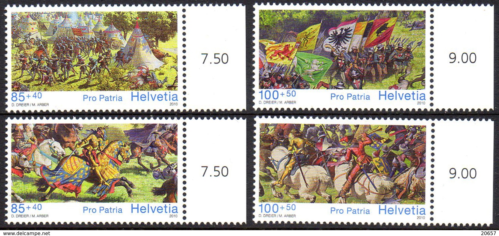 Suisse Helvetia 2085/88 Chevalerie, Cheval, Drapeau, Aigle - Andere & Zonder Classificatie