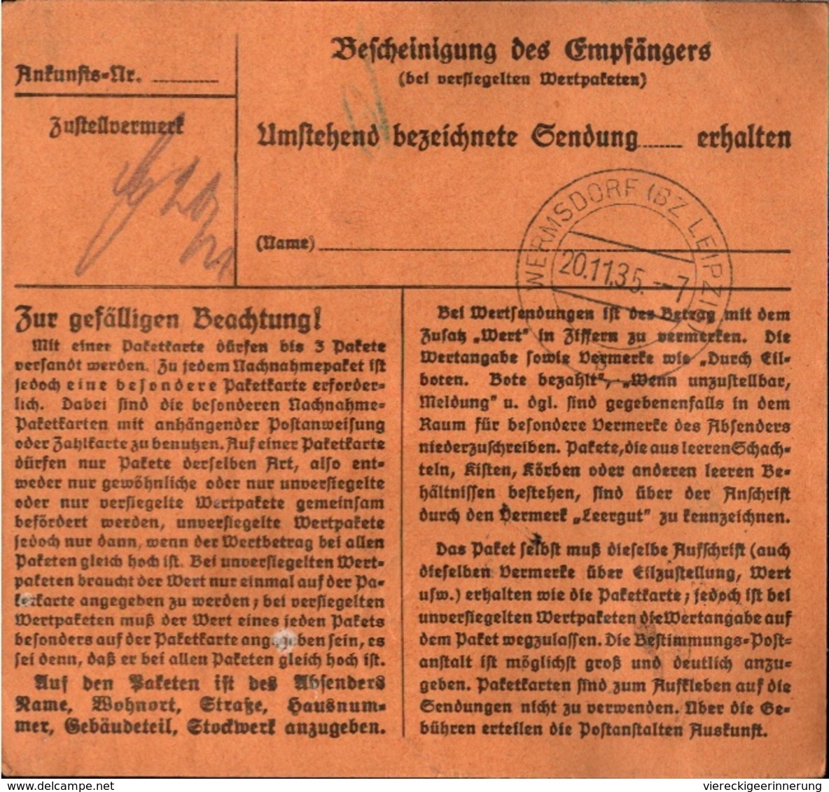 ! 1935 Paketkarte Eilboten, Expres, Deutsches Reich, Berlin Spandau Nach Wermsdorf - Covers & Documents