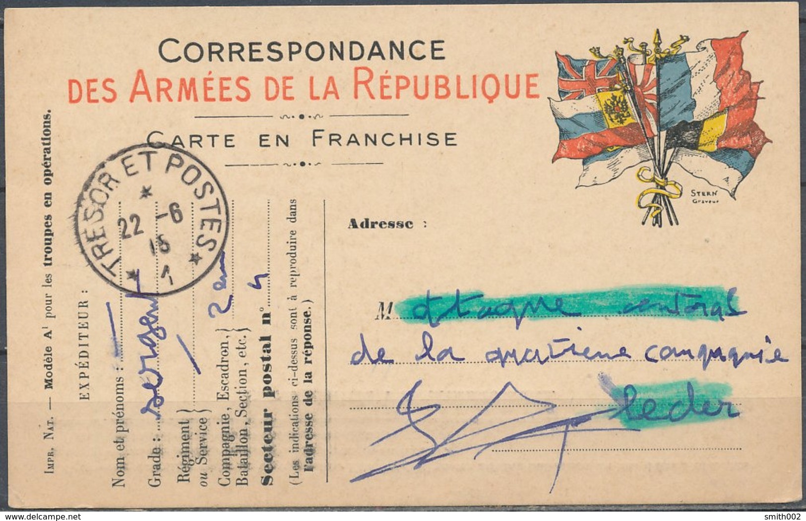 FRANCE - 1915, Correspodance Des Armées - Guerre (timbres De)