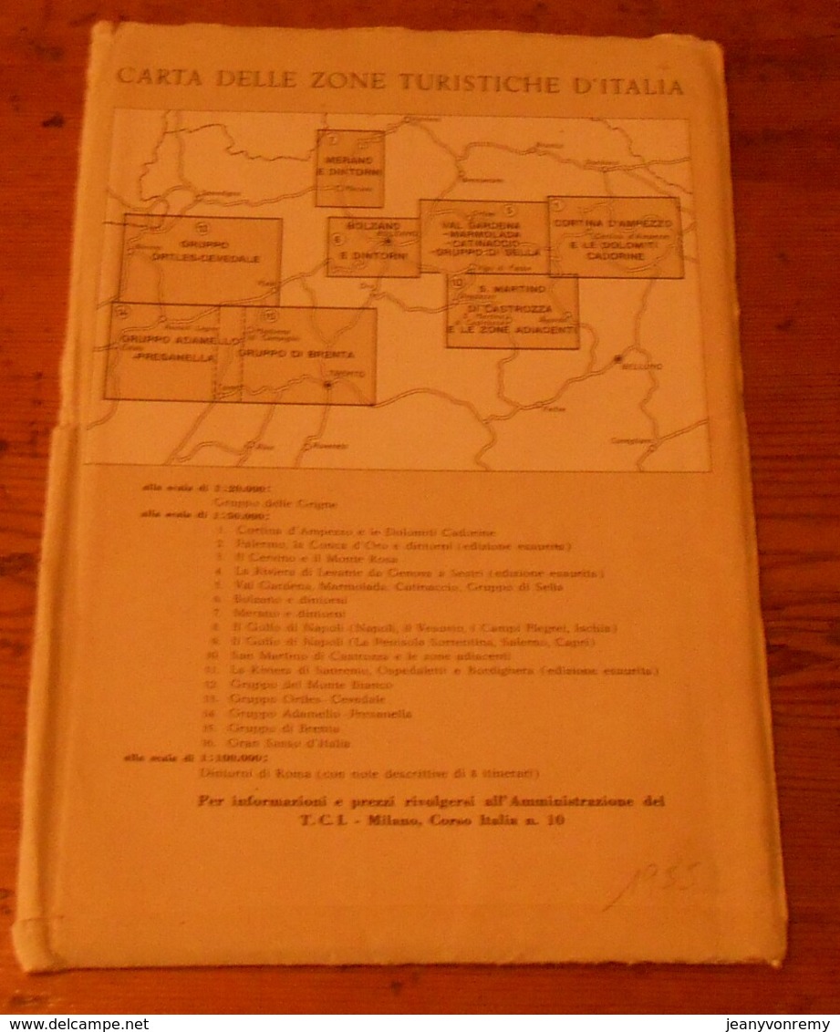 Carta Delle Zone Turistiche D'Italia. Touring Club Italiano. Cortina D'Ampezzo .1955. - Autres & Non Classés