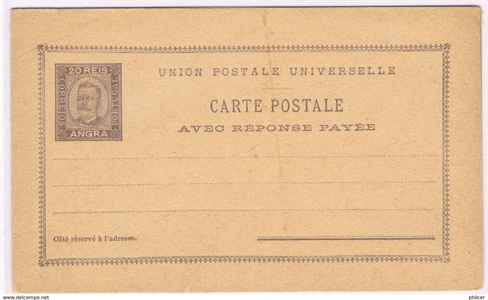 Angra, 1892/5, # 5, Bilhete Postal Com Resposta Paga - Angra